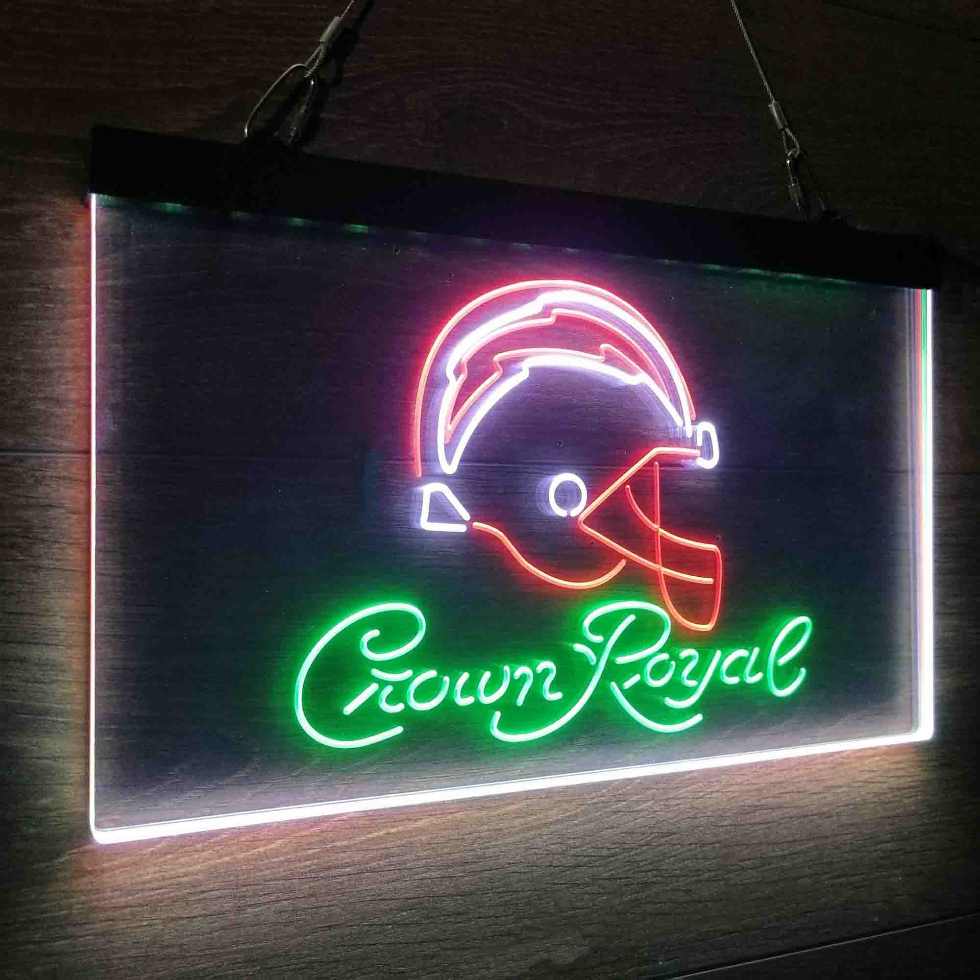 Crown Royal Bar Los Angeles Chargers Est. 1960 Neon 3-Color LED Sign