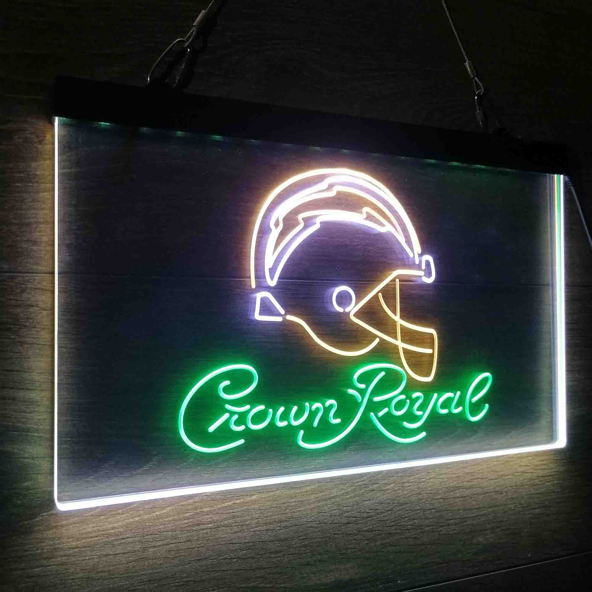 Crown Royal Bar Los Angeles Chargers Est. 1960 Neon 3-Color LED Sign