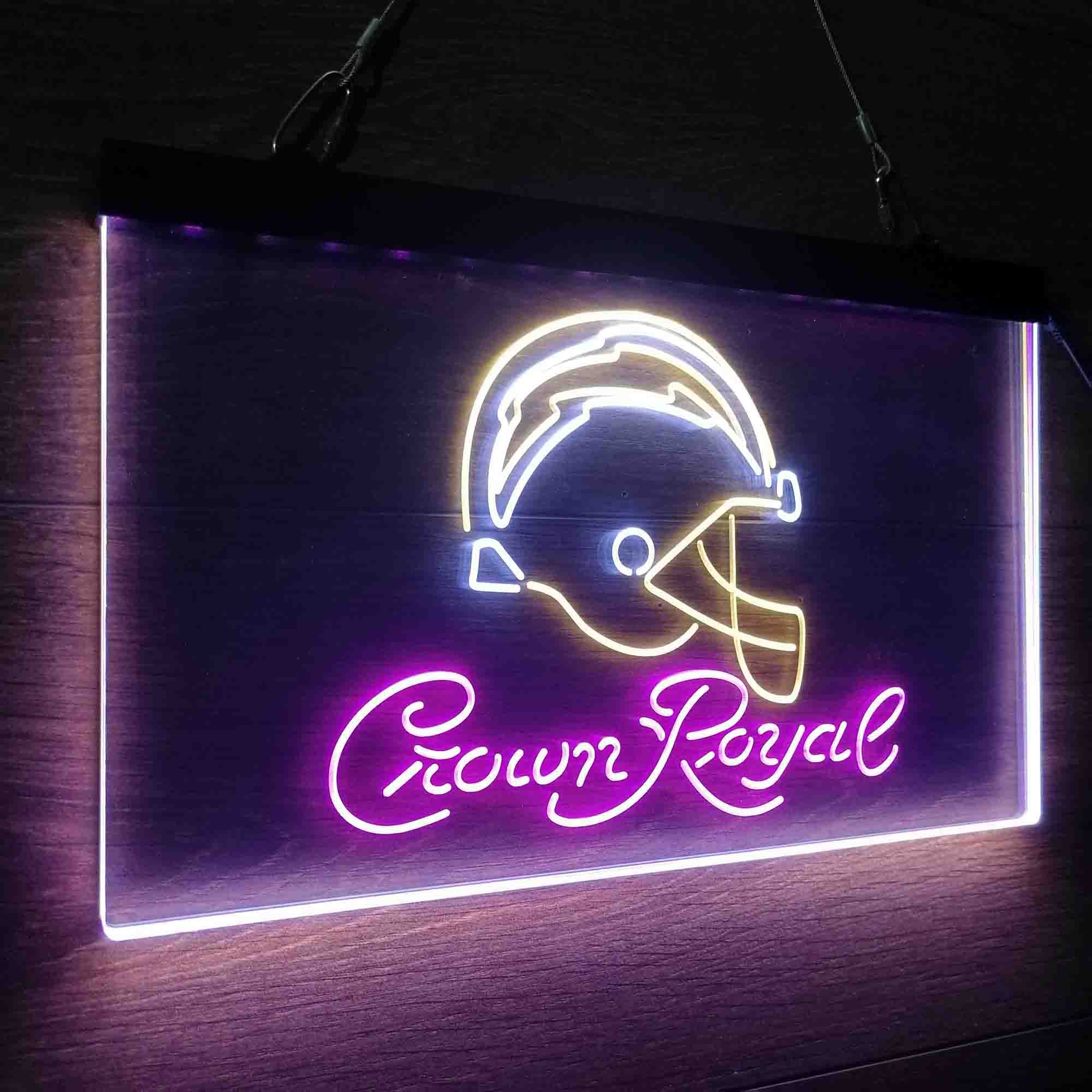 Crown Royal Bar Los Angeles Chargers Est. 1960 Neon 3-Color LED Sign