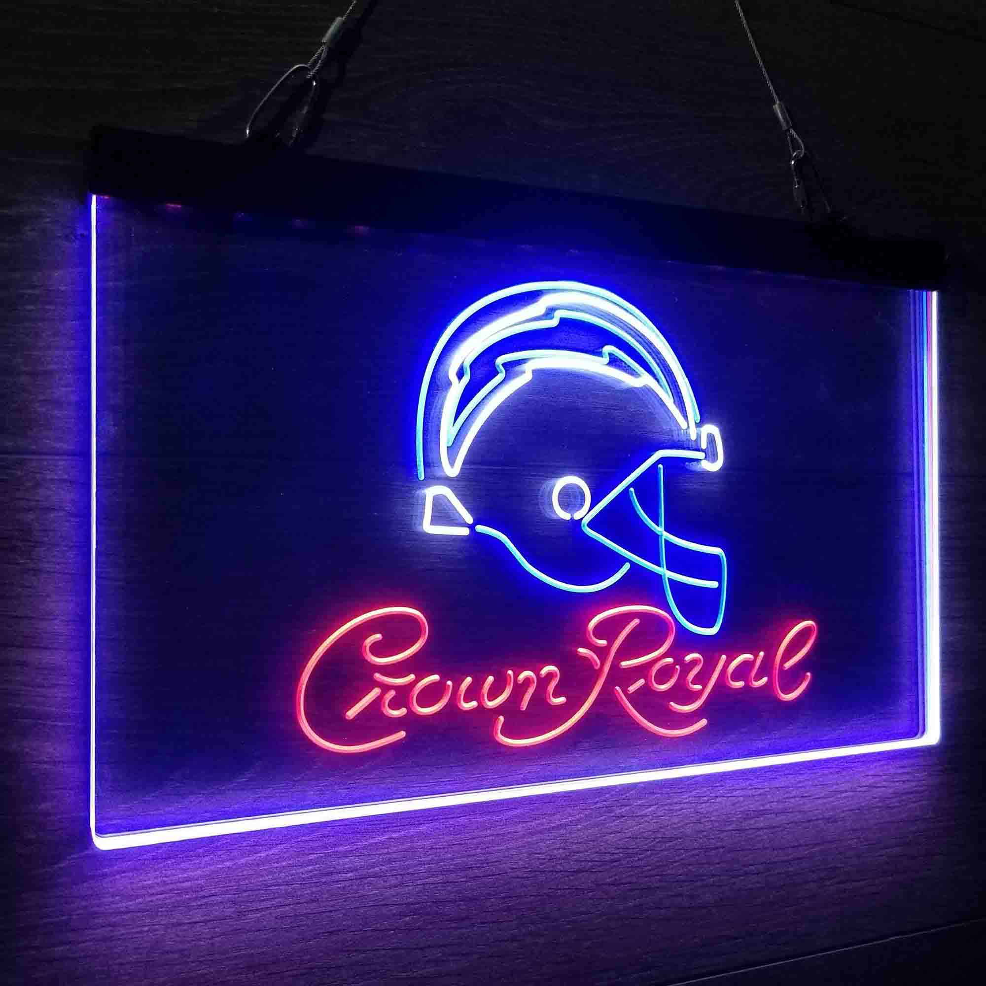 Crown Royal Bar Los Angeles Chargers Est. 1960 Neon 3-Color LED Sign