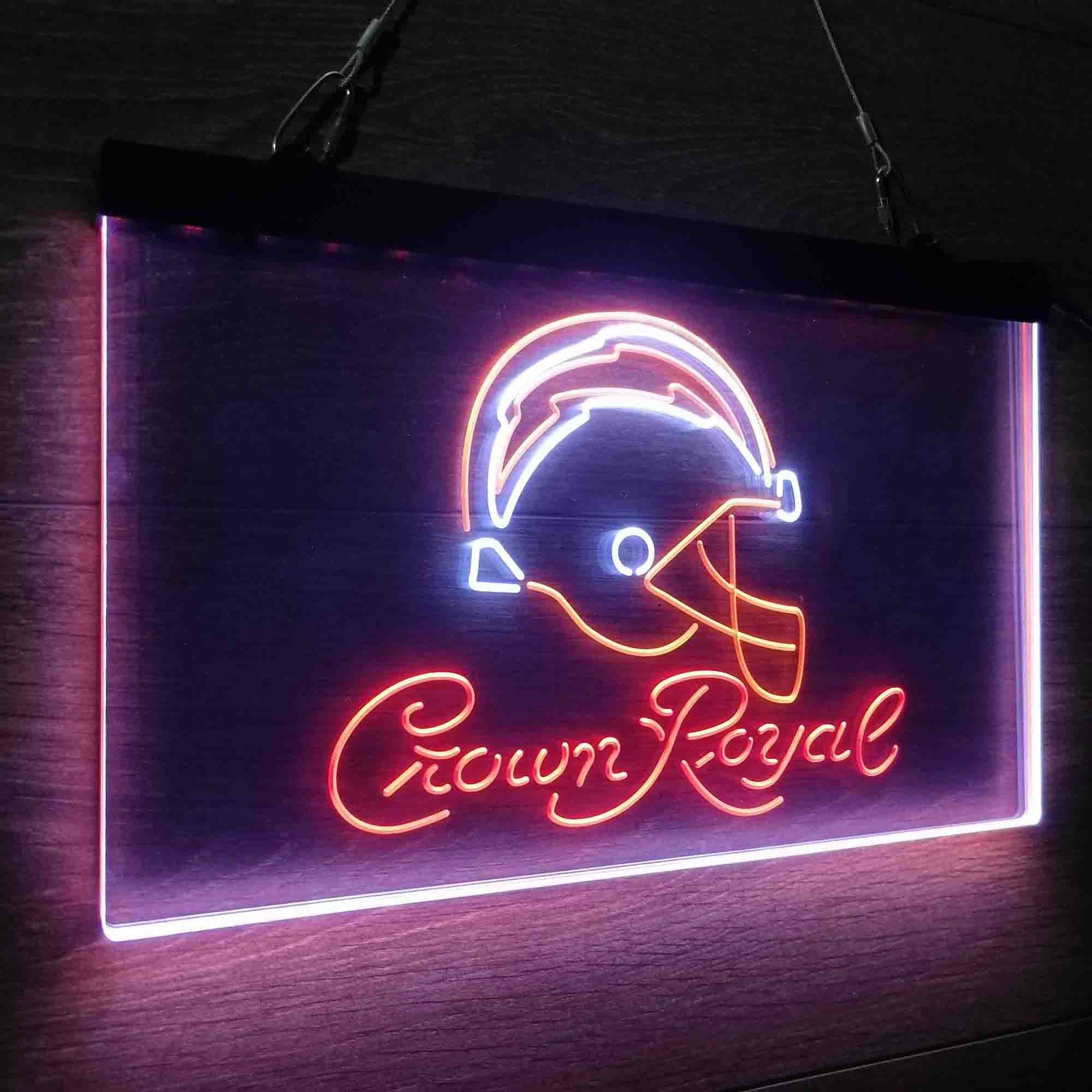 Crown Royal Bar Los Angeles Chargers Est. 1960 Neon 3-Color LED Sign