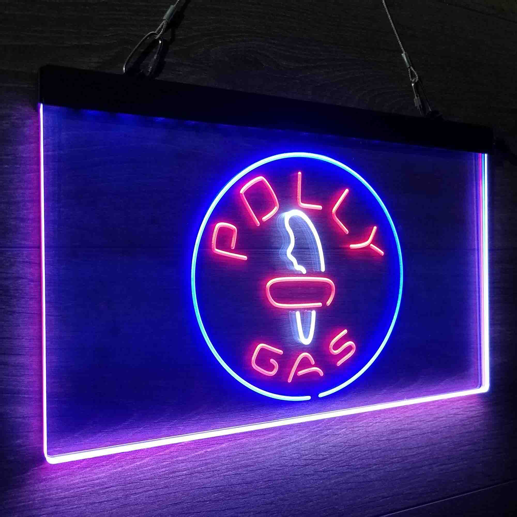 Polly Gas Man Cave Neon 3-Color LED Sign