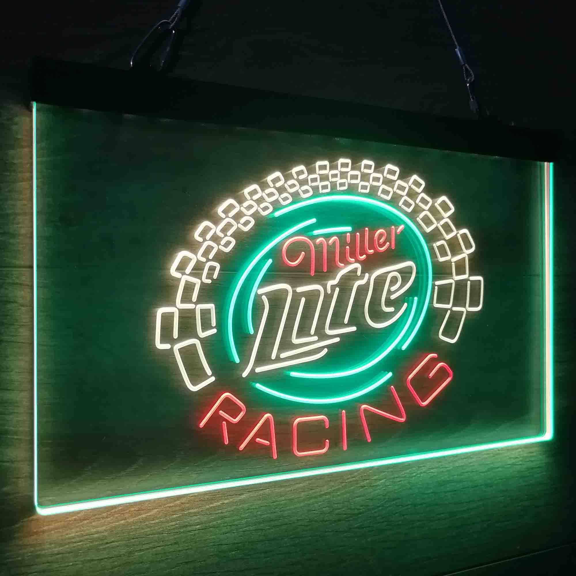 Miller Lite Racing Car Neon 3-Color LED Sign