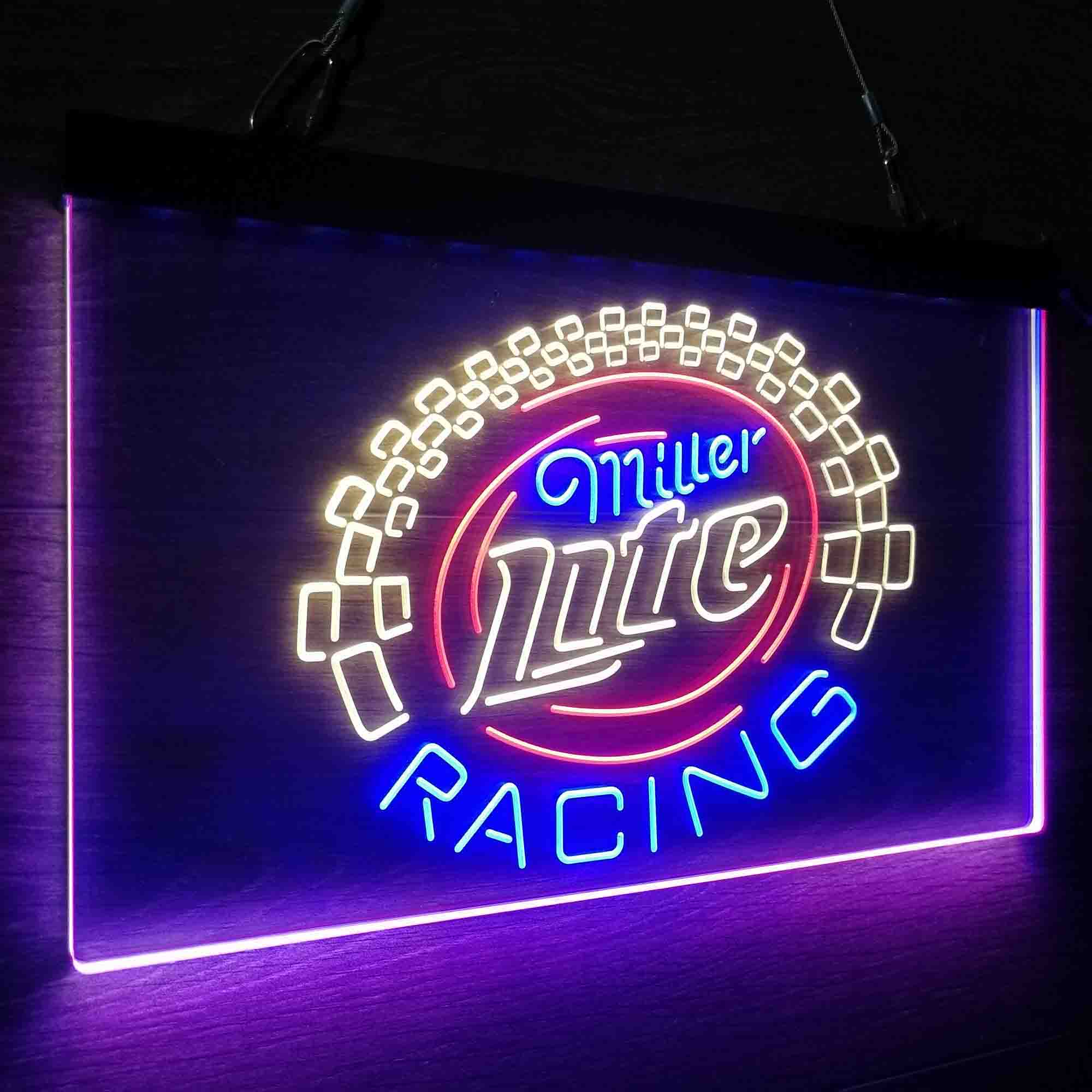 Miller Lite Racing Car Neon 3-Color LED Sign