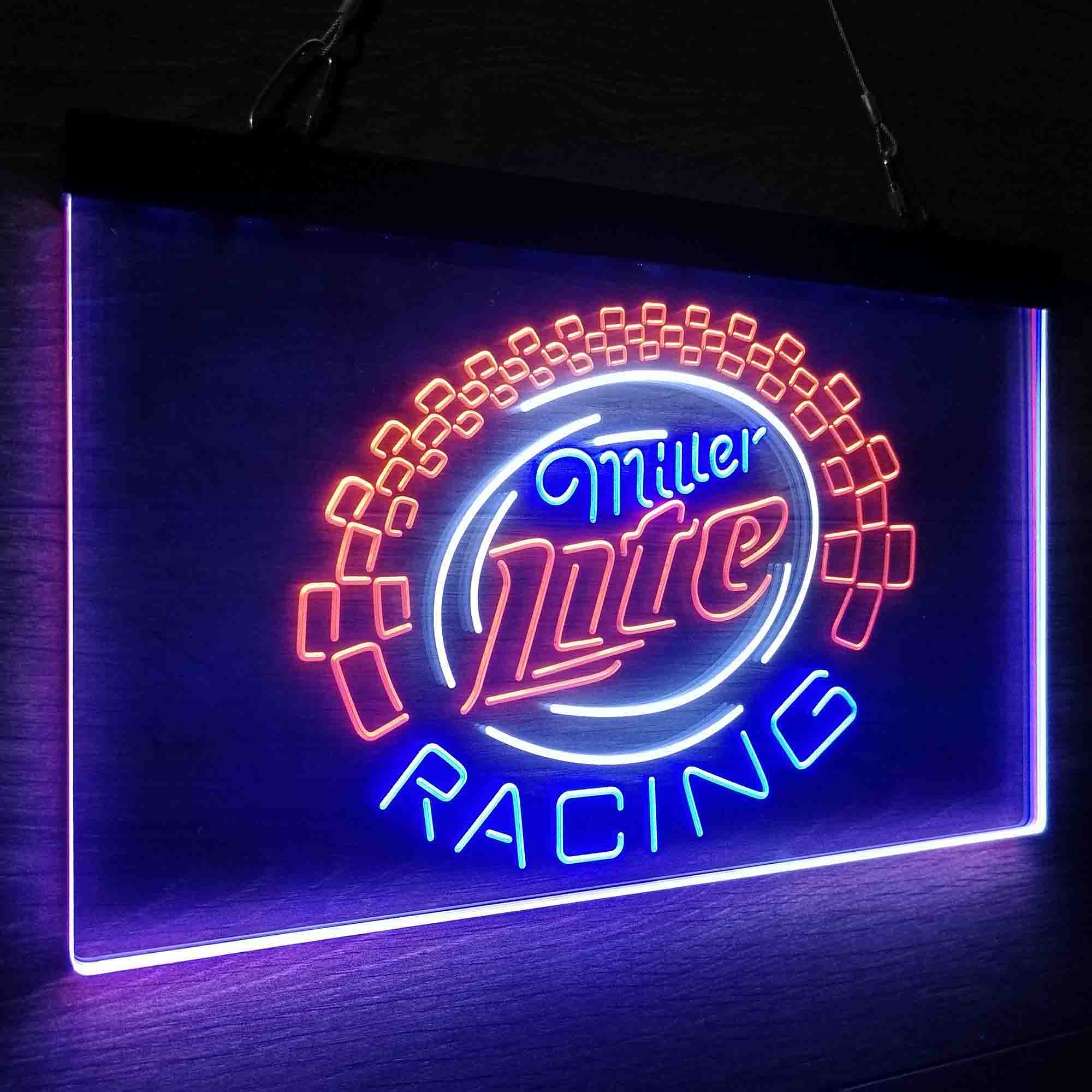 Miller Lite Racing Car Neon 3-Color LED Sign