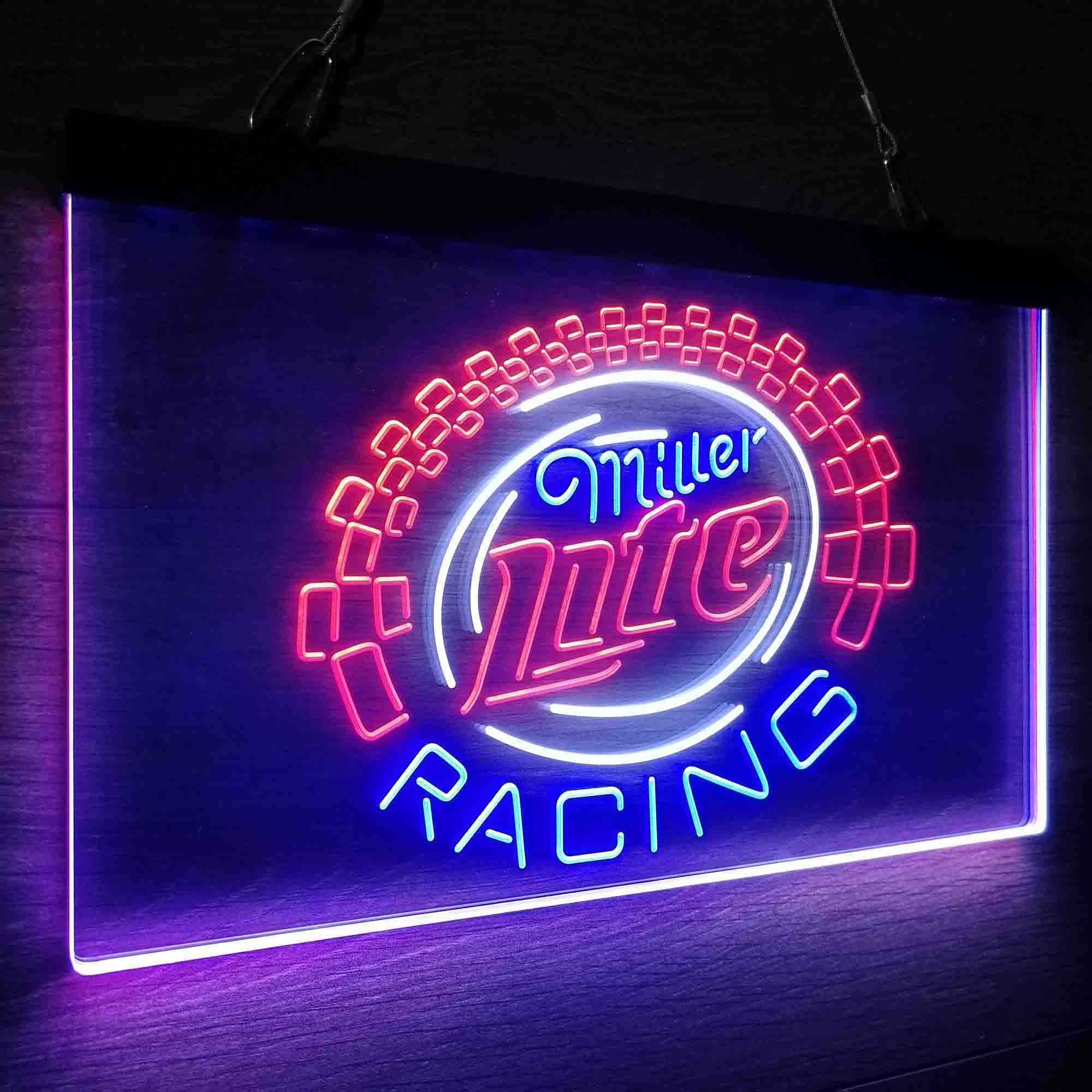 Miller Lite Racing Car Neon 3-Color LED Sign