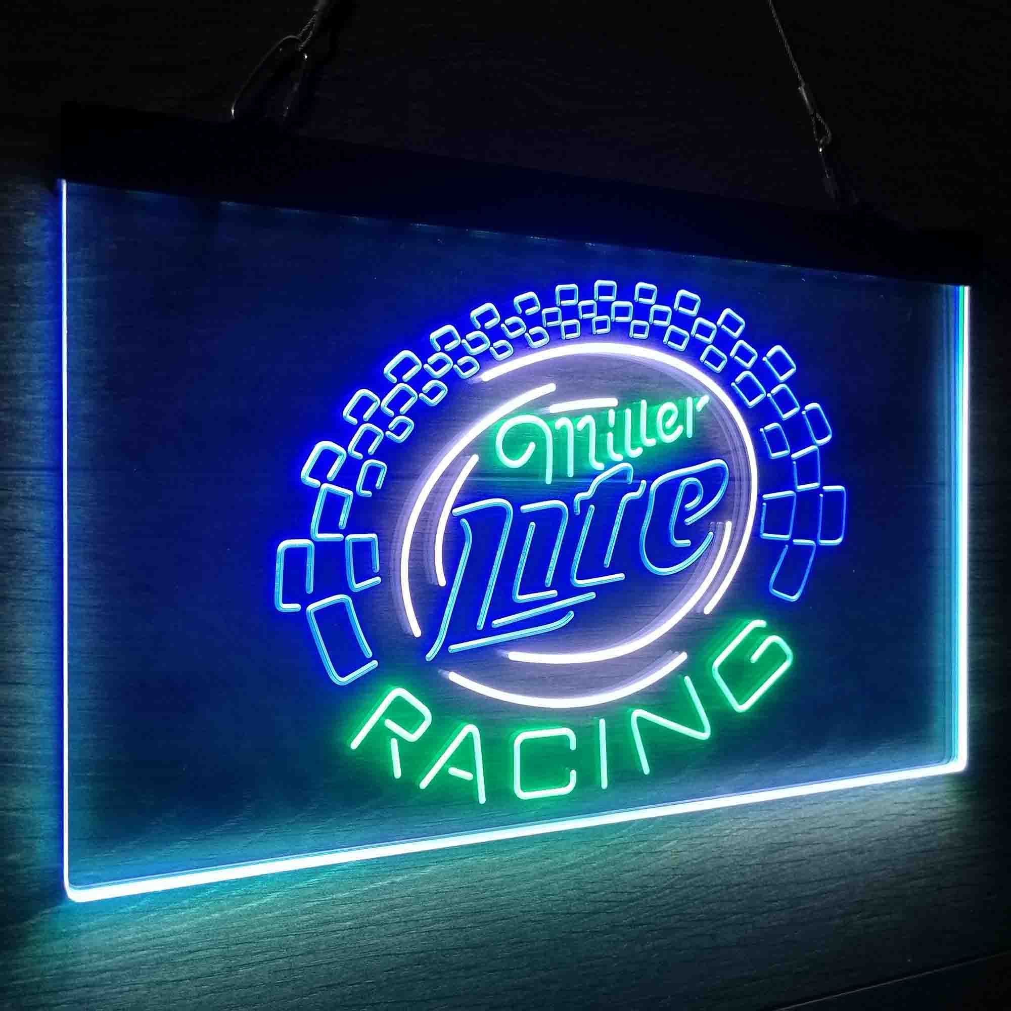 Miller Lite Racing Car Neon 3-Color LED Sign