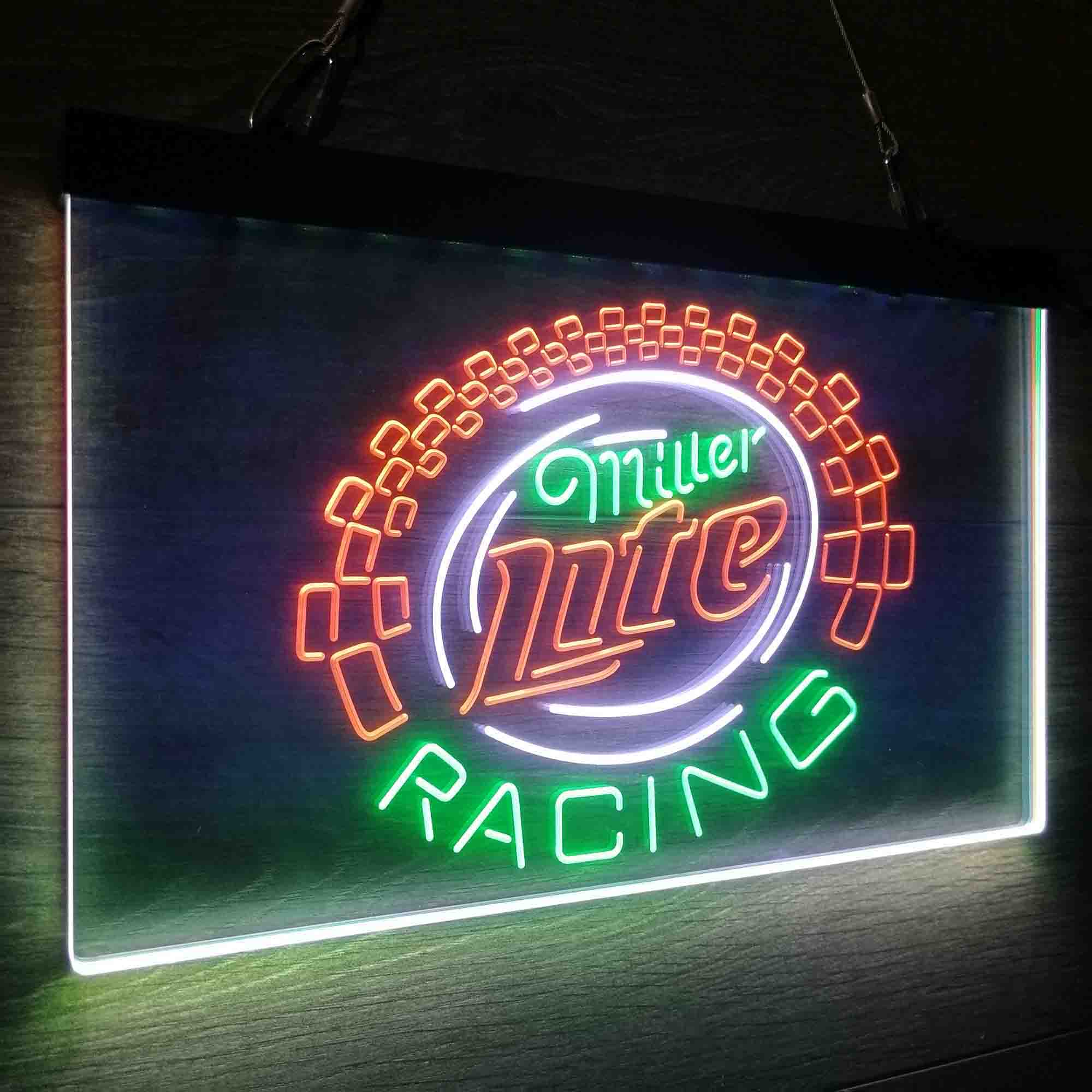 Miller Lite Racing Car Neon 3-Color LED Sign