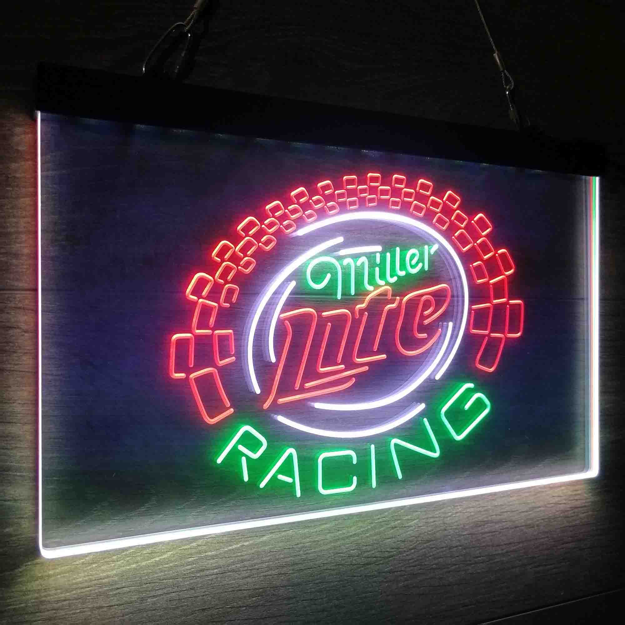 Miller Lite Racing Car Neon 3-Color LED Sign