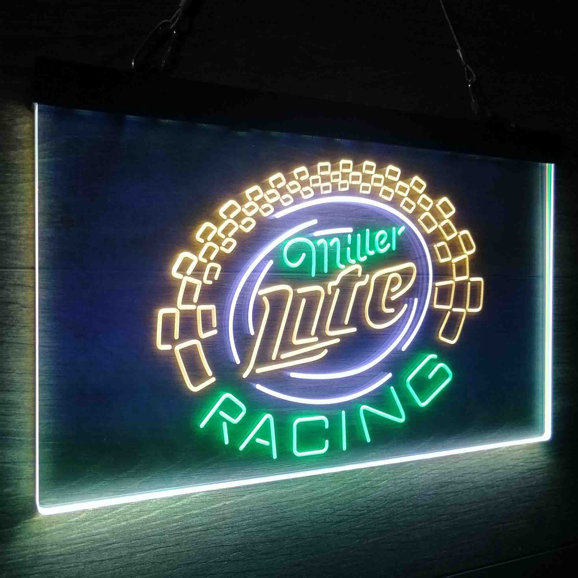 Miller Lite Racing Car Neon 3-Color LED Sign