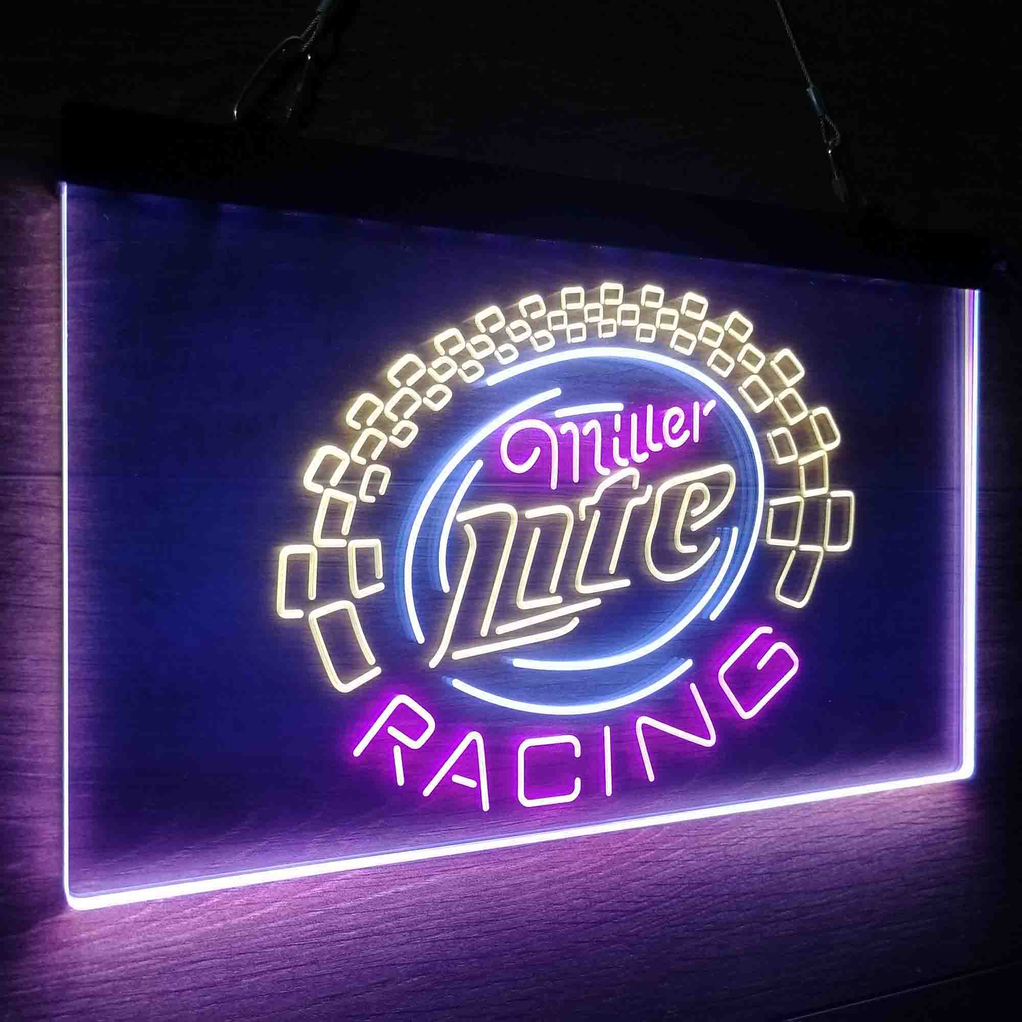 Miller Lite Racing Car Neon 3-Color LED Sign