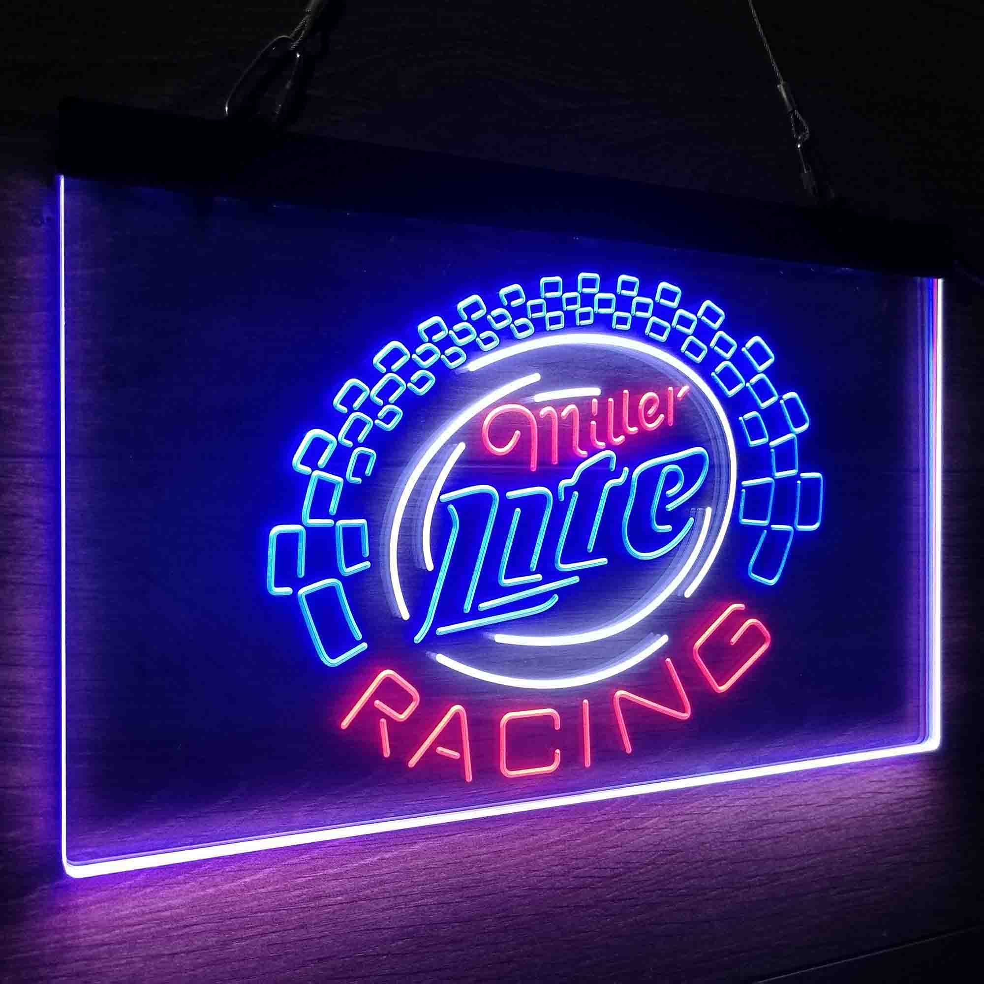 Miller Lite Racing Car Neon 3-Color LED Sign