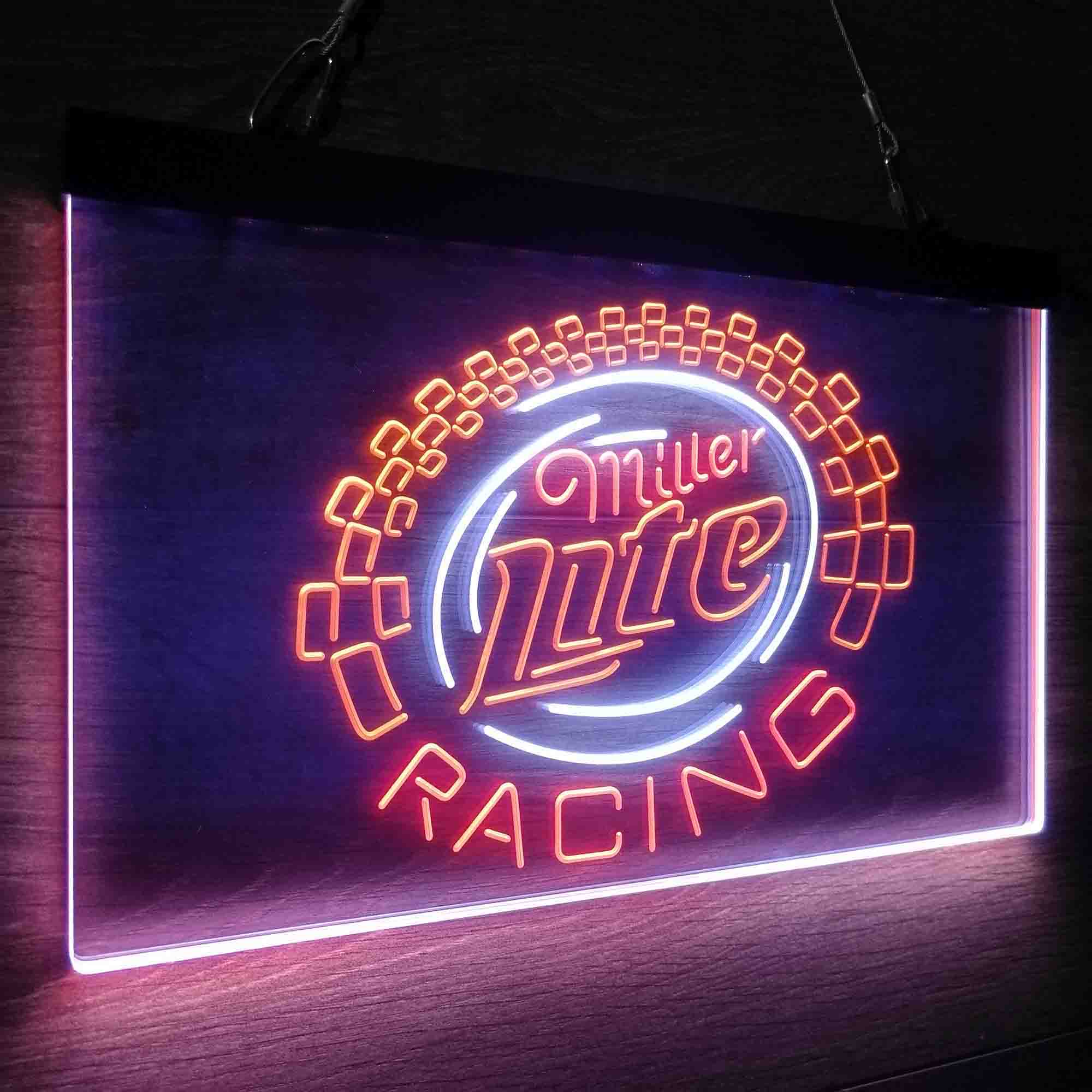 Miller Lite Racing Car Neon 3-Color LED Sign