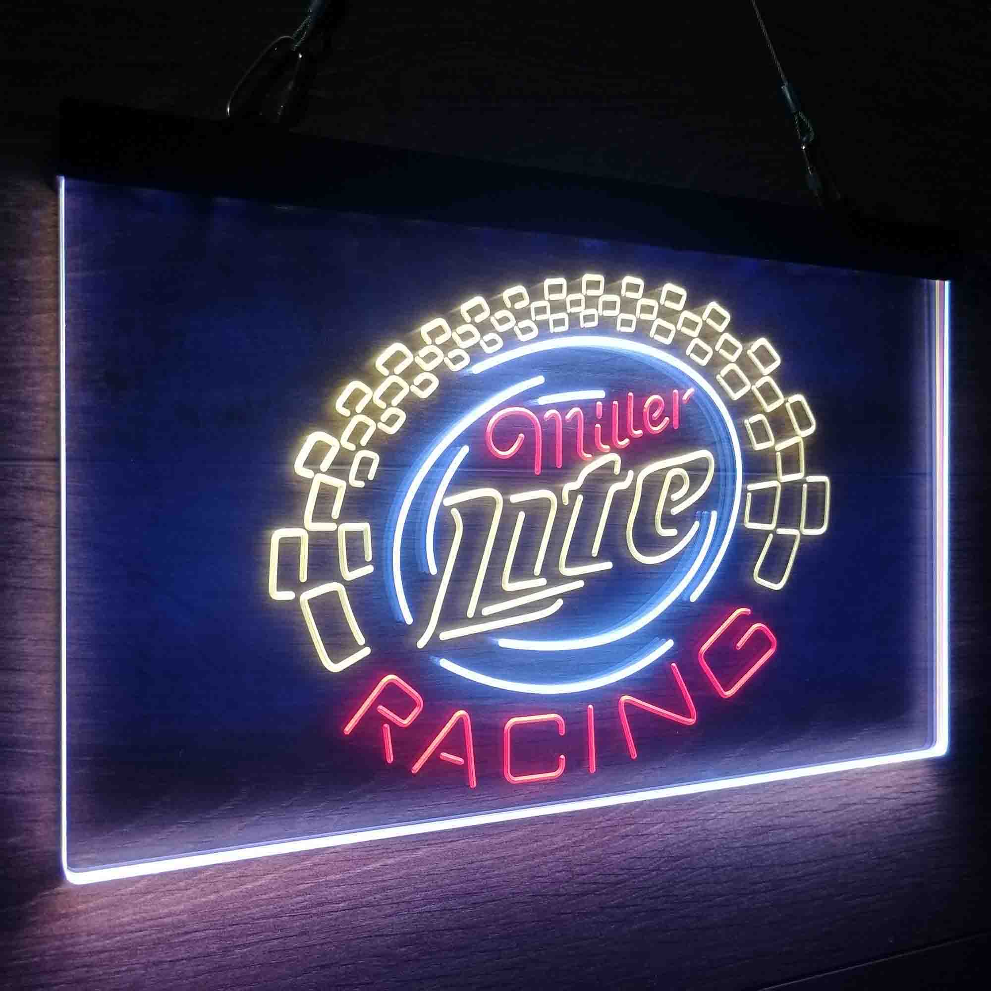 Miller Lite Racing Car Neon 3-Color LED Sign