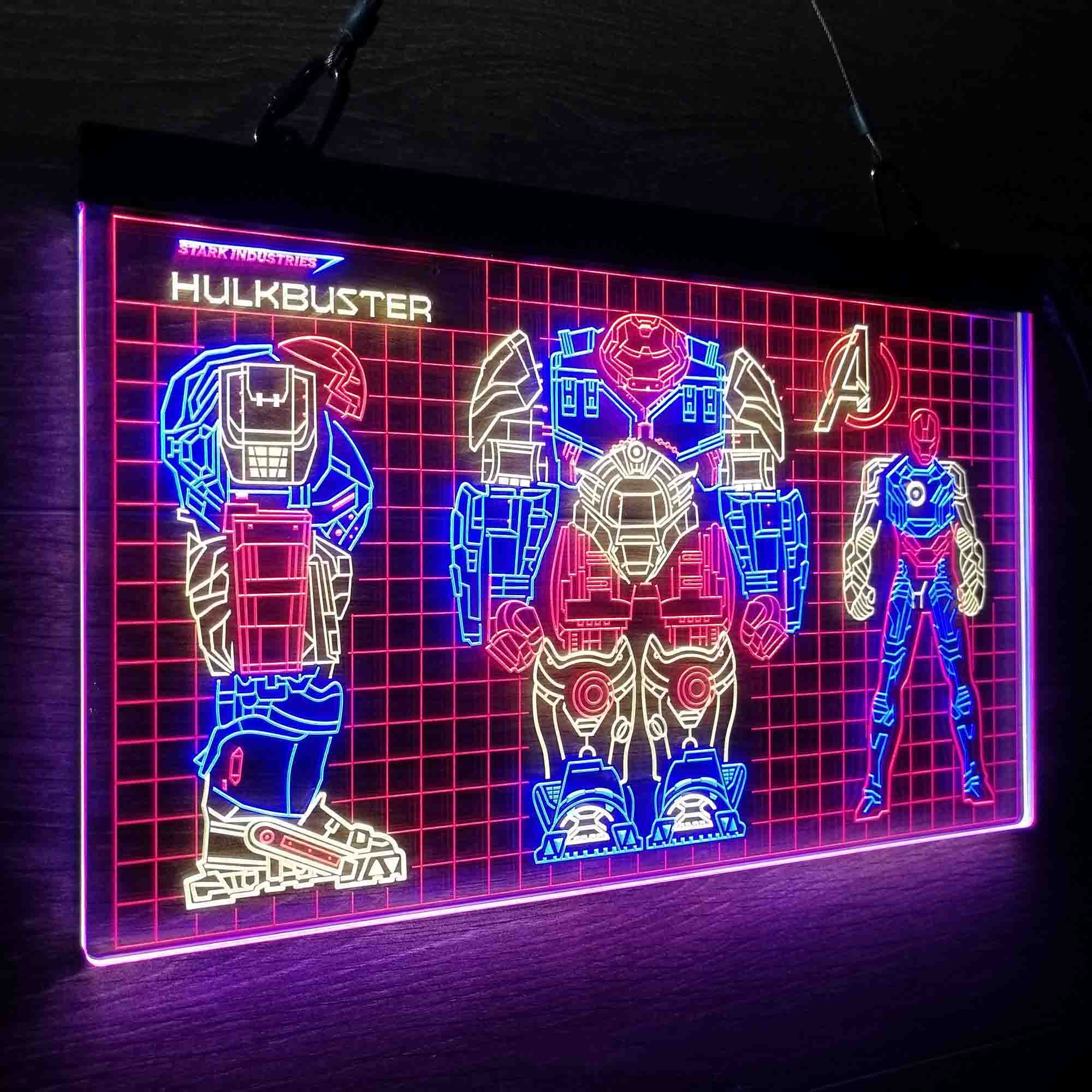 Avengers Iron Man Hulk Buster Neon 3-Color LED Sign