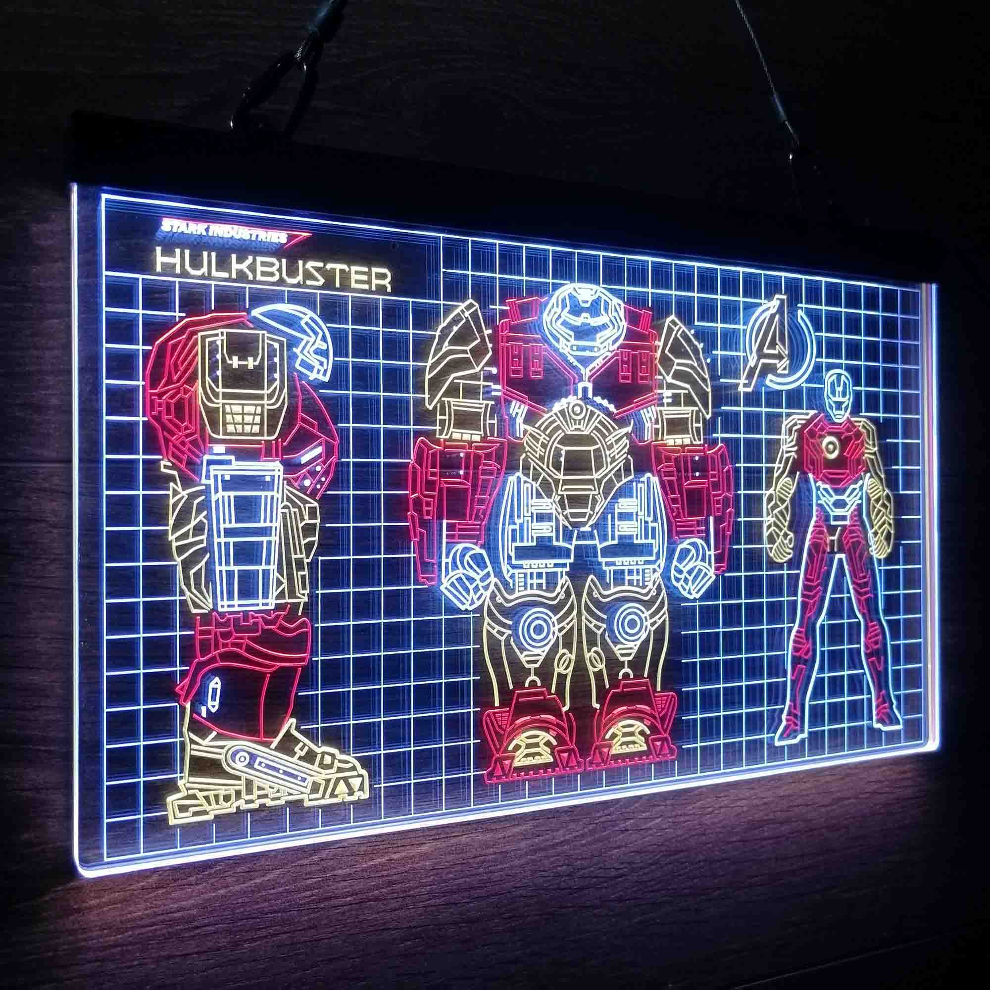 Avengers Iron Man Hulk Buster Neon 3-Color LED Sign