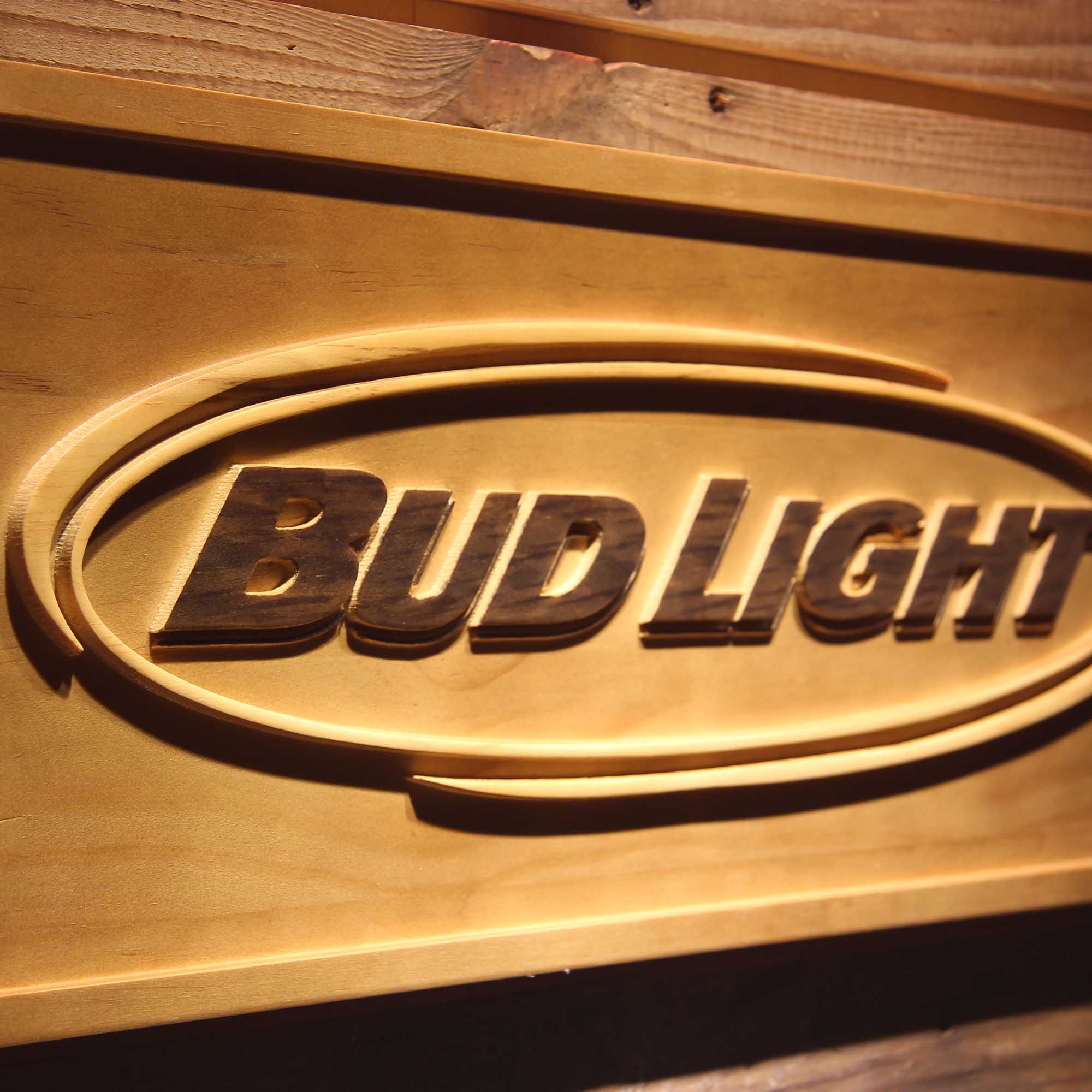 Bud Light 3D Wooden Engrave Sign
