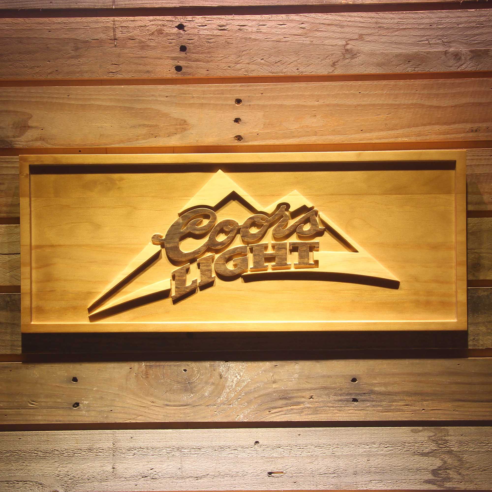 Coors Light Mountain 3D Wooden Engrave Sign