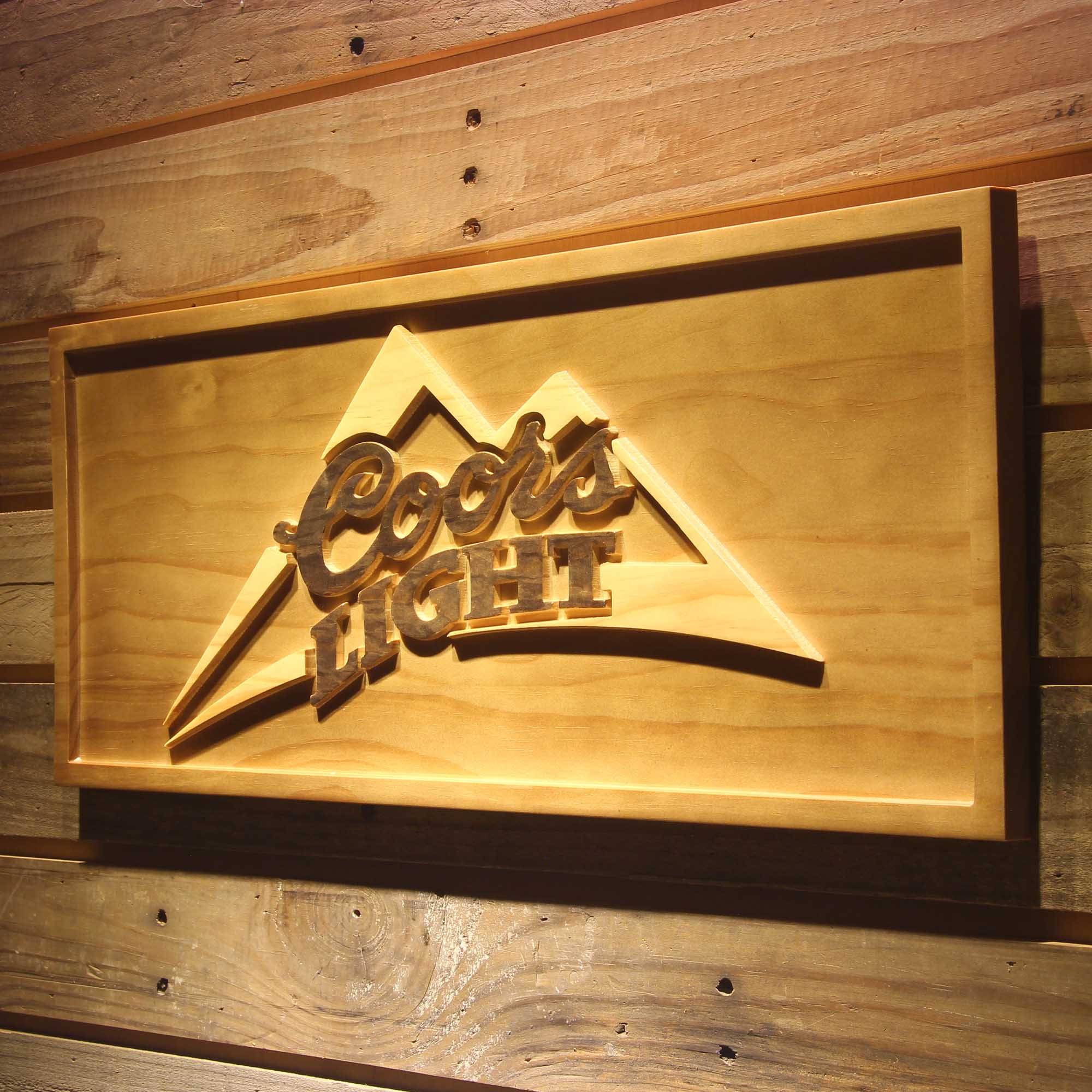 Coors Light Mountain 3D Wooden Engrave Sign