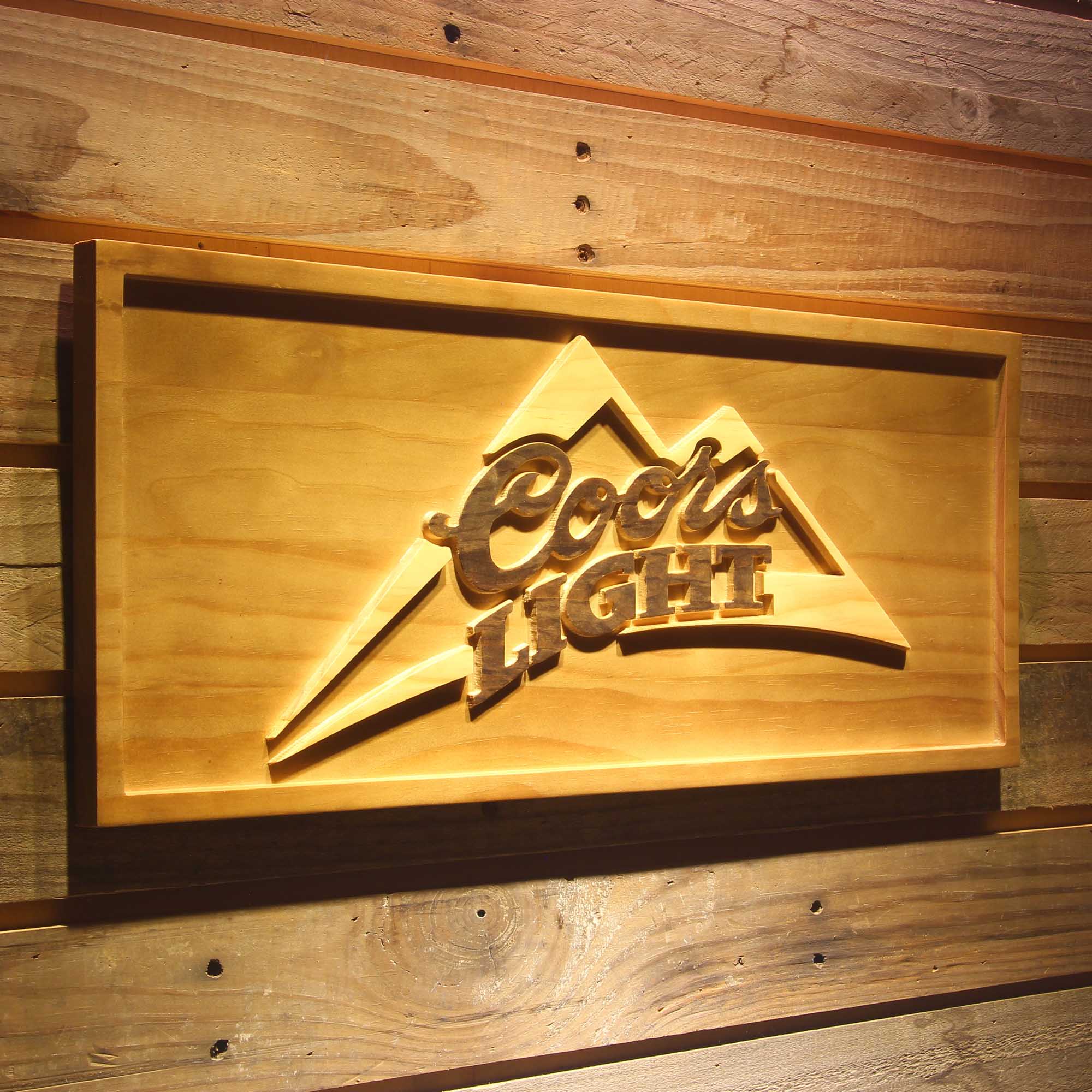 Coors Light Mountain 3D Wooden Engrave Sign