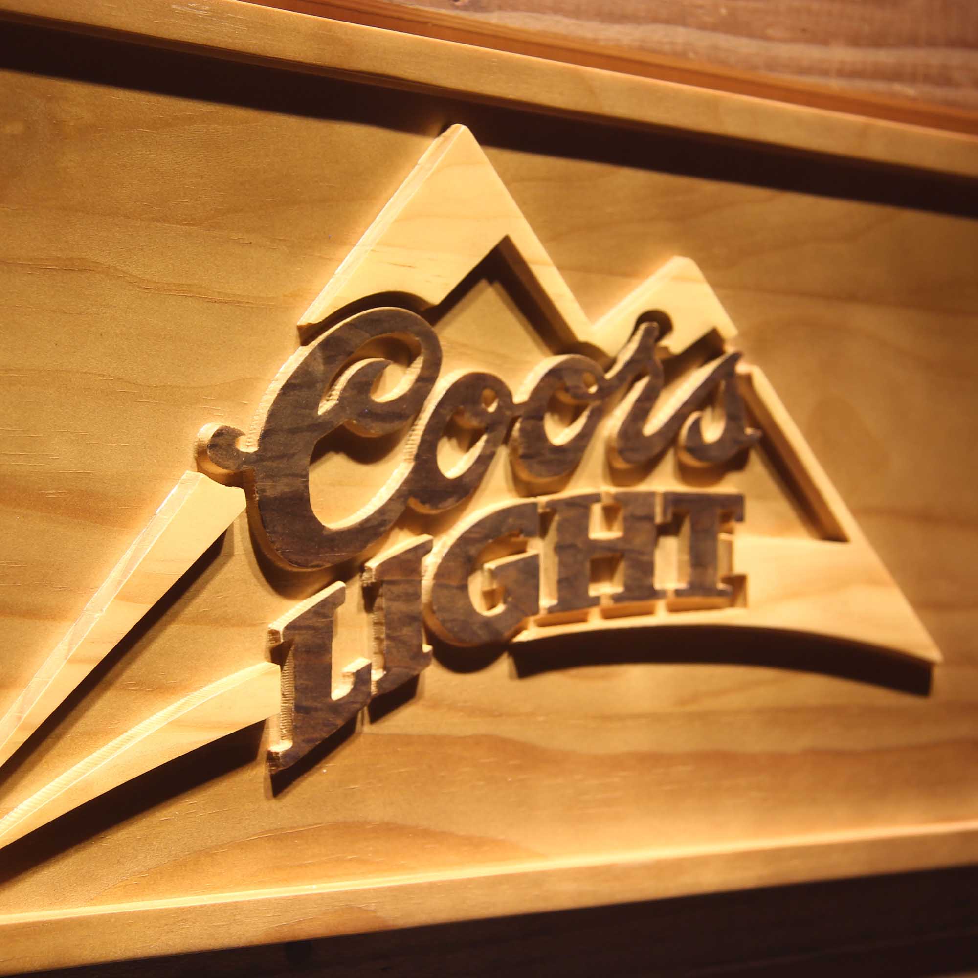 Coors Light Mountain 3D Wooden Engrave Sign