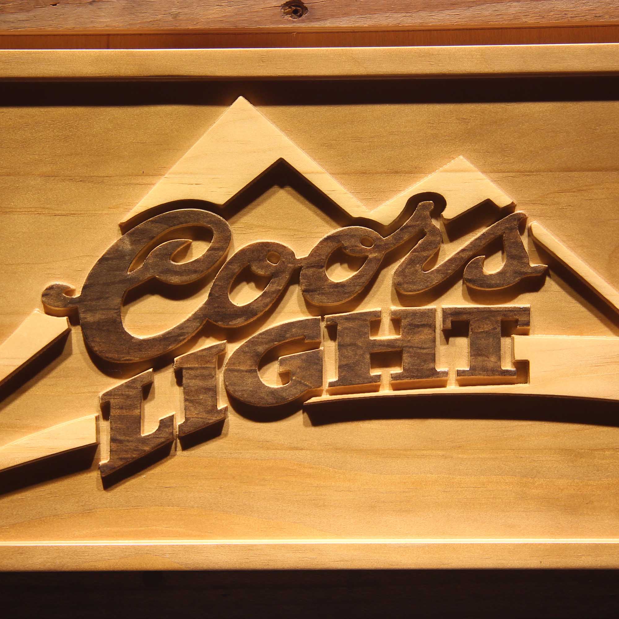 Coors Light Mountain 3D Wooden Engrave Sign