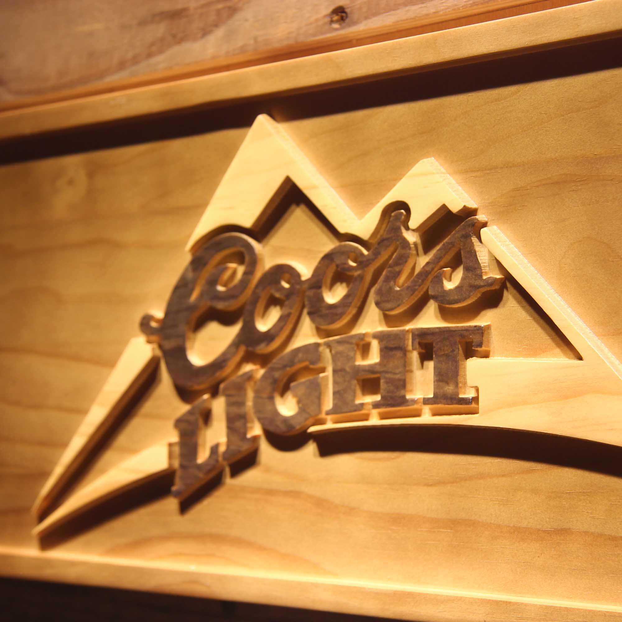 Coors Light Mountain 3D Wooden Engrave Sign