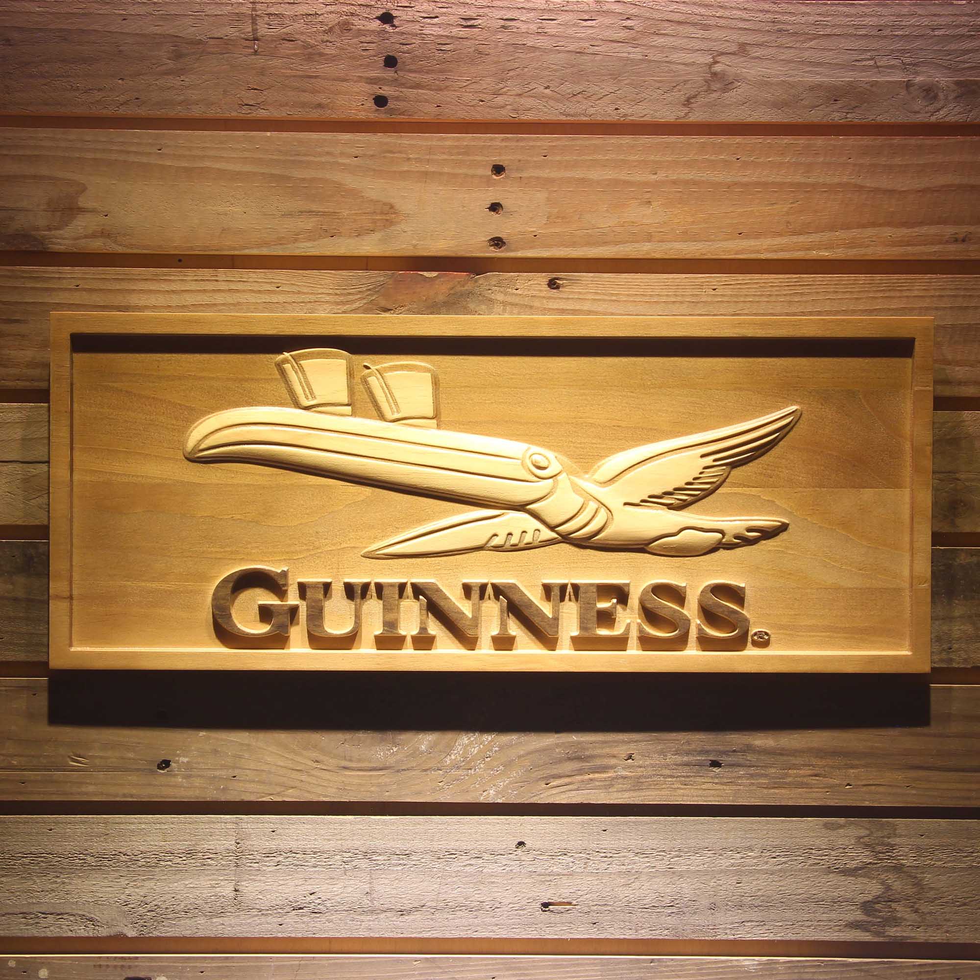 Guinness Toucan 3D Wooden Engrave Sign