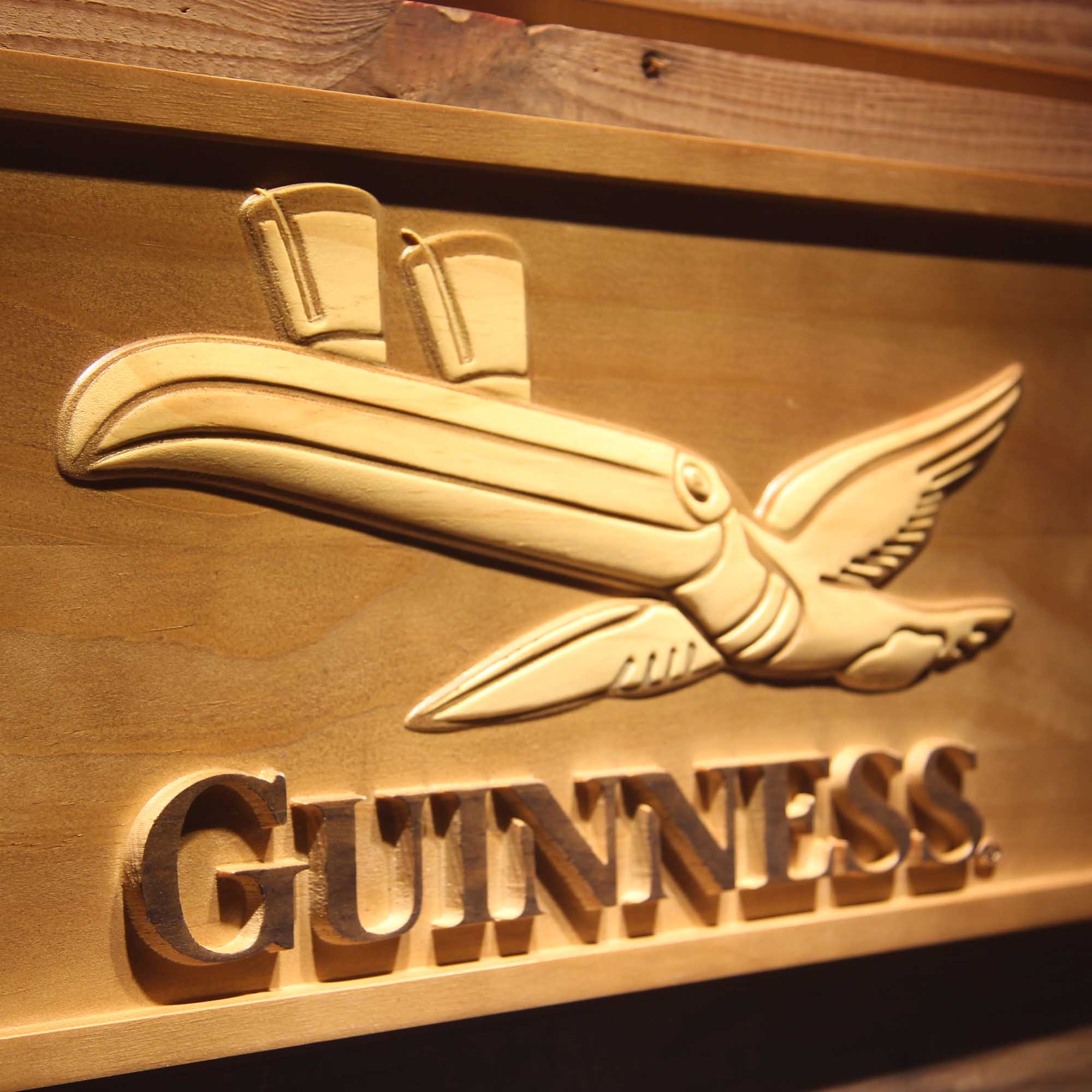 Guinness Toucan 3D Wooden Engrave Sign