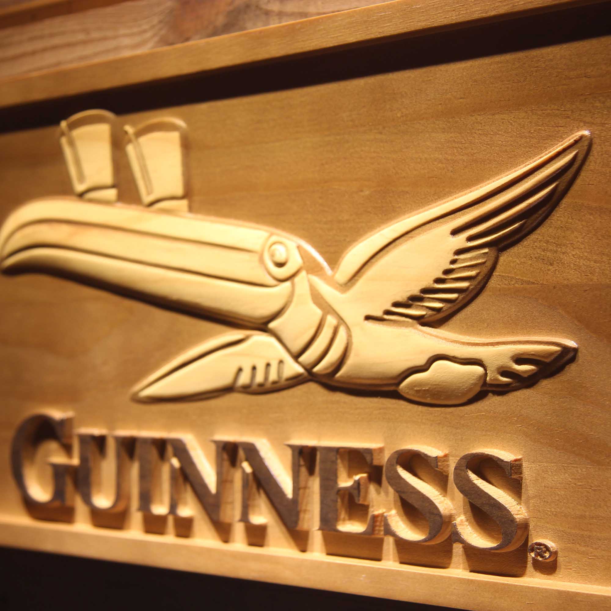 Guinness Toucan 3D Wooden Engrave Sign