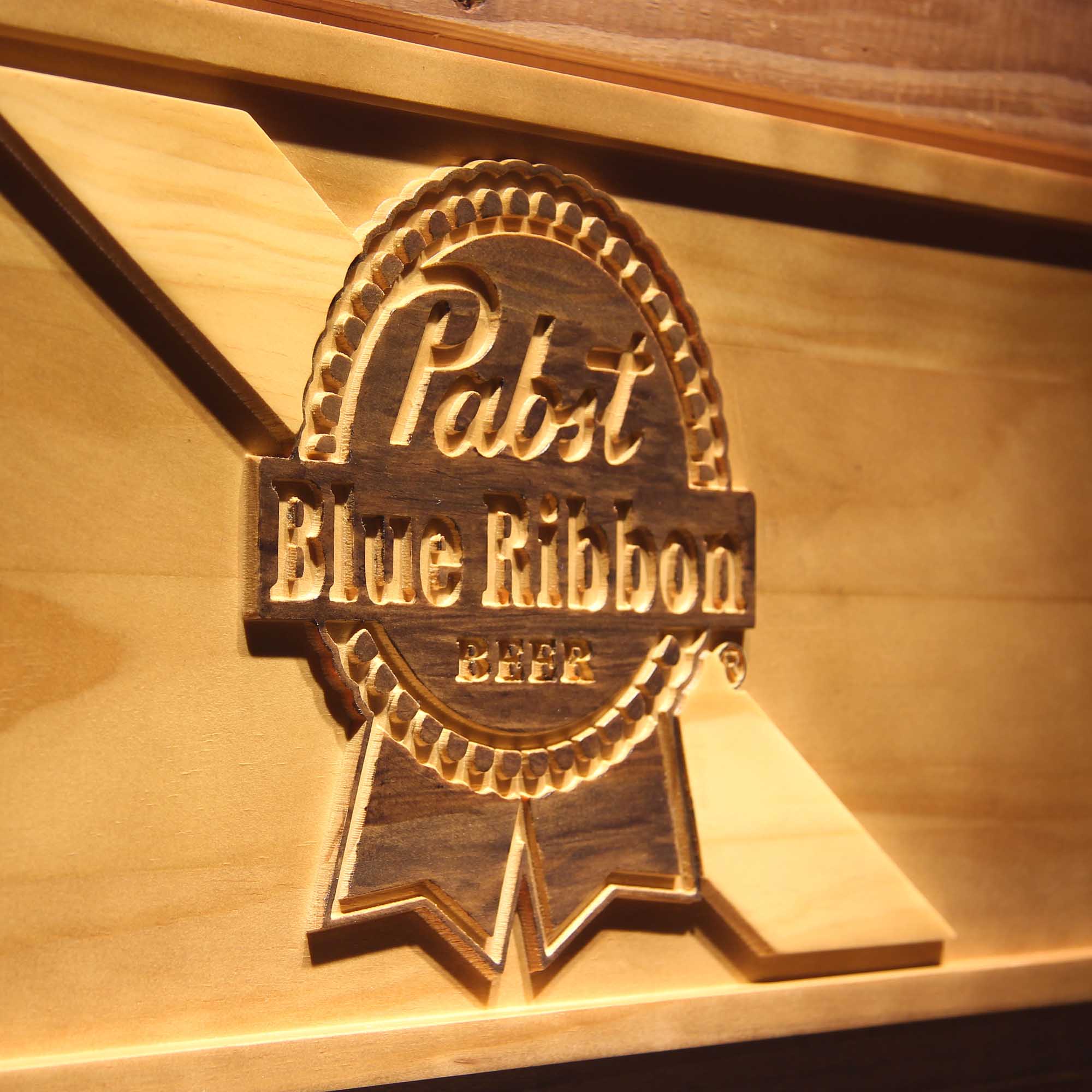 Pabst Beer 3D Wooden Engrave Sign