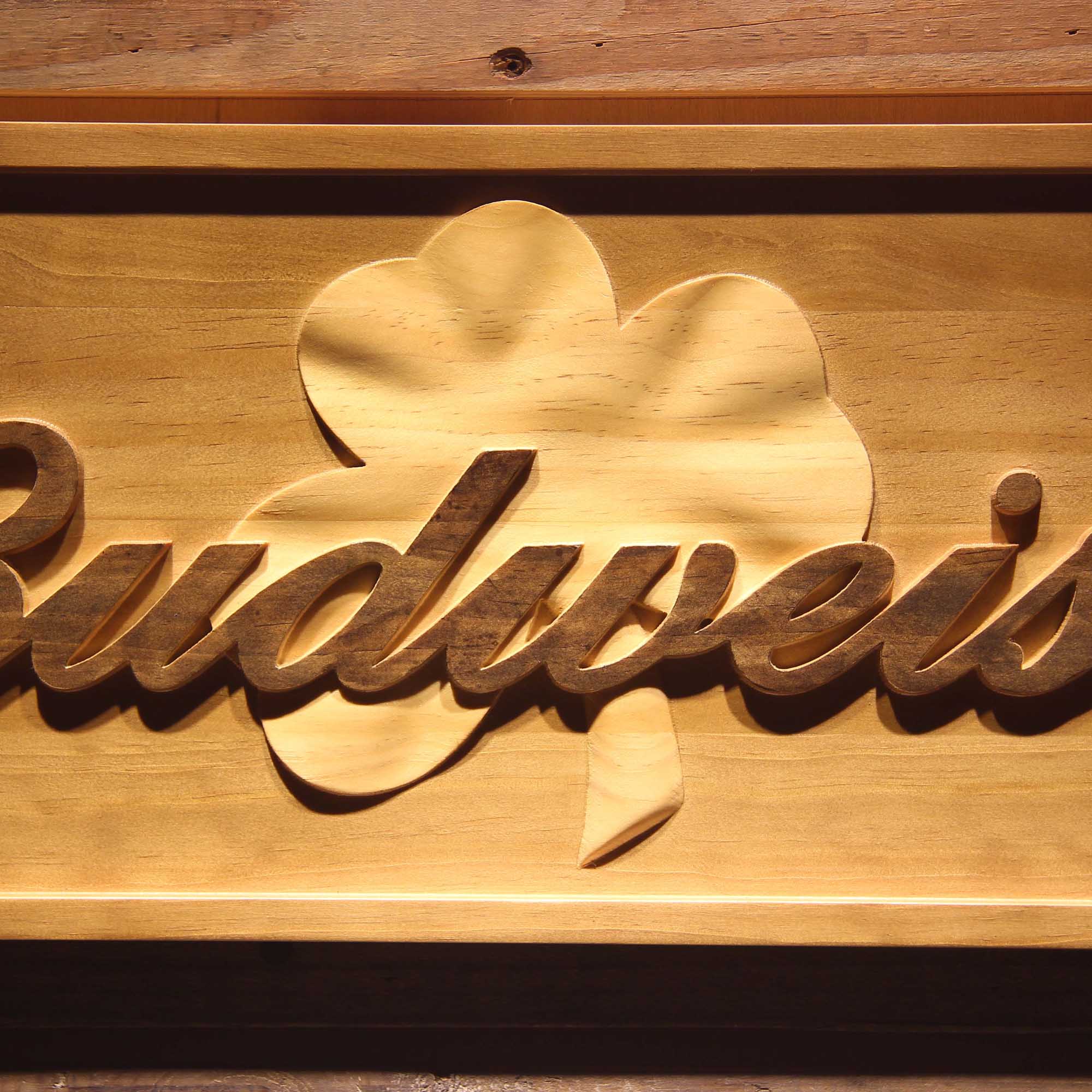 Budweiser Shamrock 3D Wooden Engrave Sign