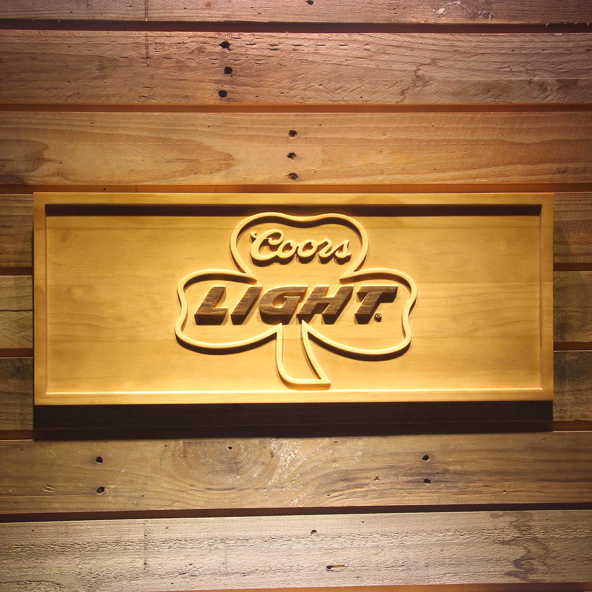 Coors Light Shamrock 3D Wooden Engrave Sign