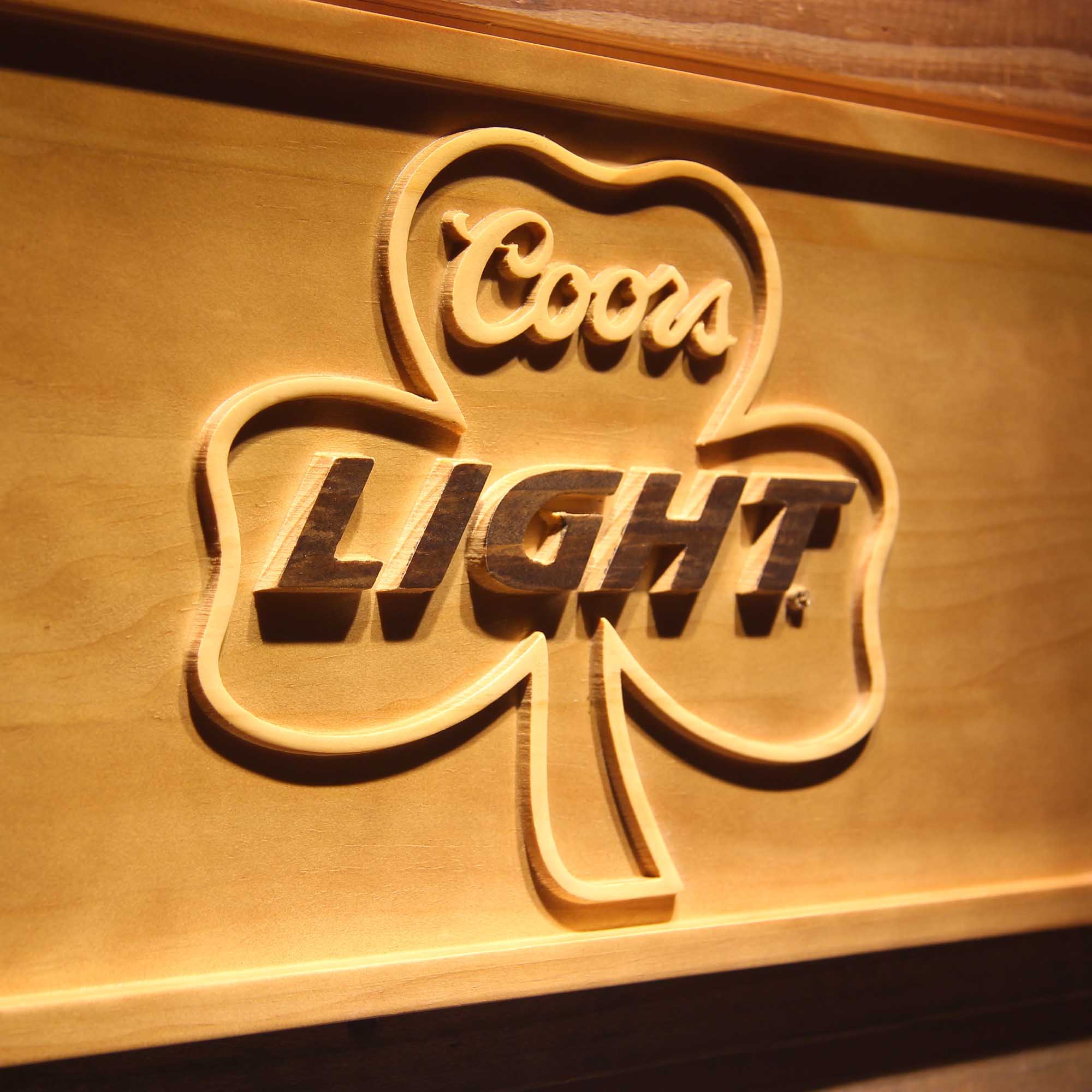 Coors Light Shamrock 3D Wooden Engrave Sign