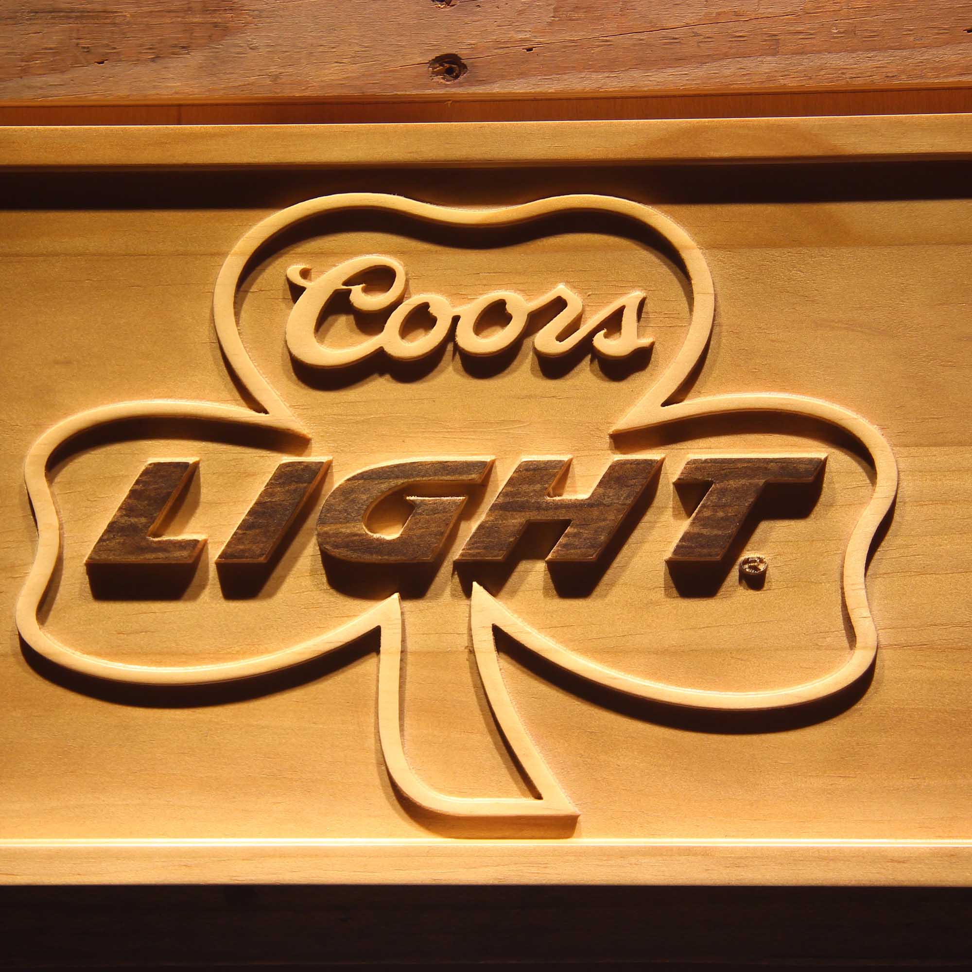 Coors Light Shamrock 3D Wooden Engrave Sign