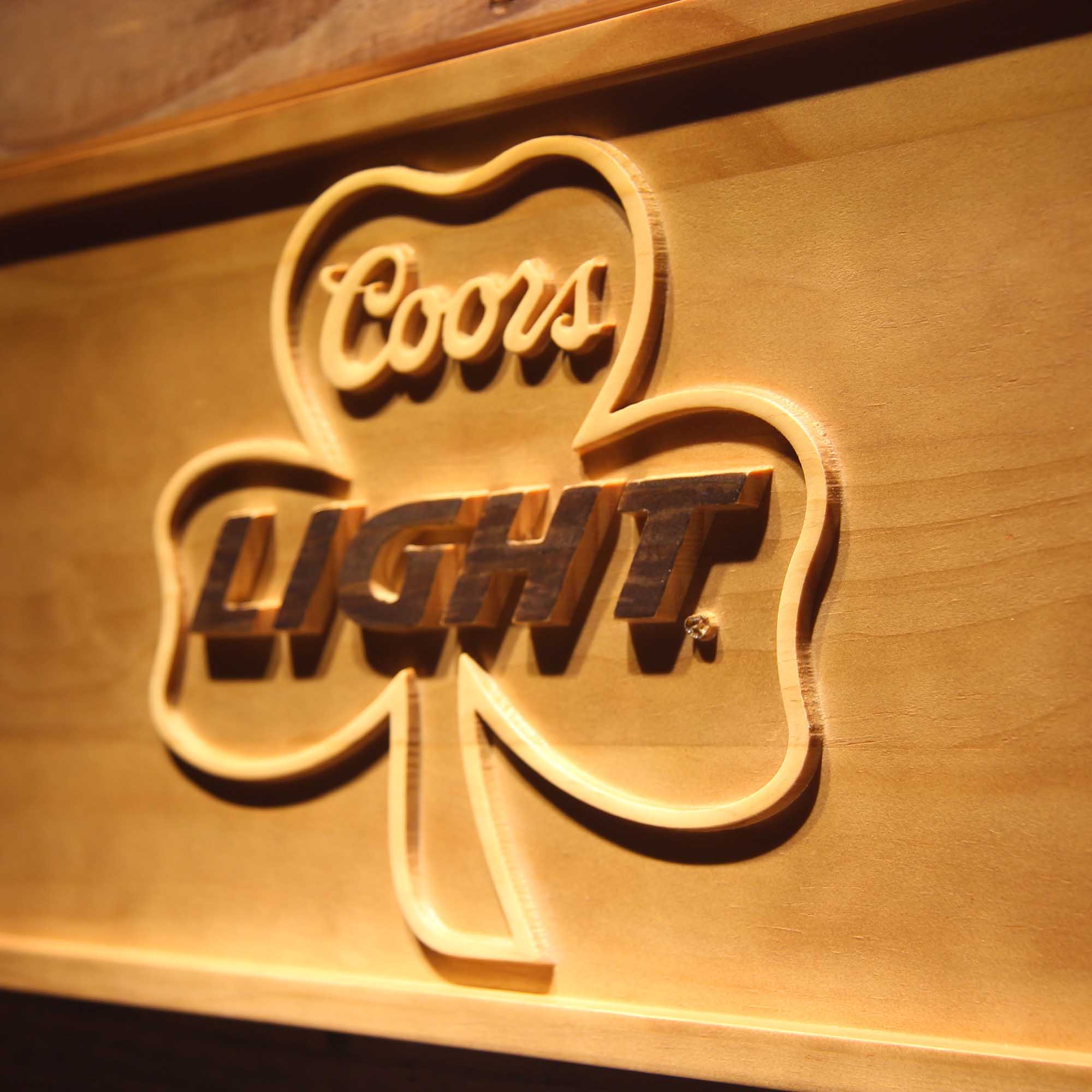 Coors Light Shamrock 3D Wooden Engrave Sign