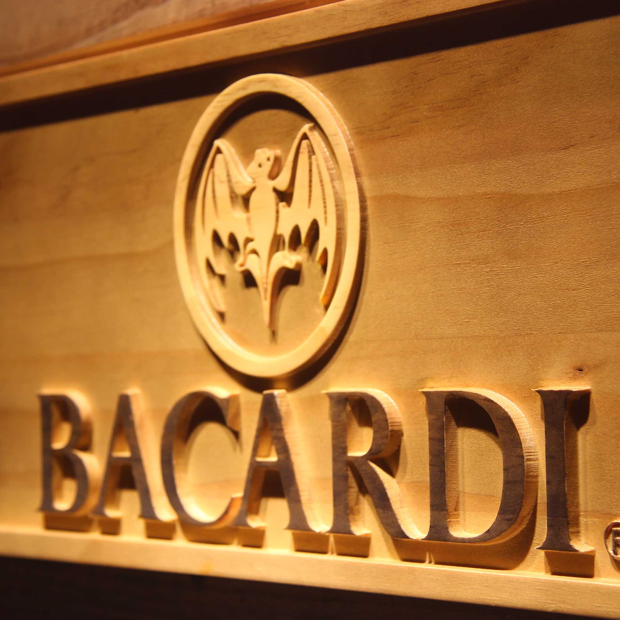 Bacardi Rum 3D Wooden Engrave Sign