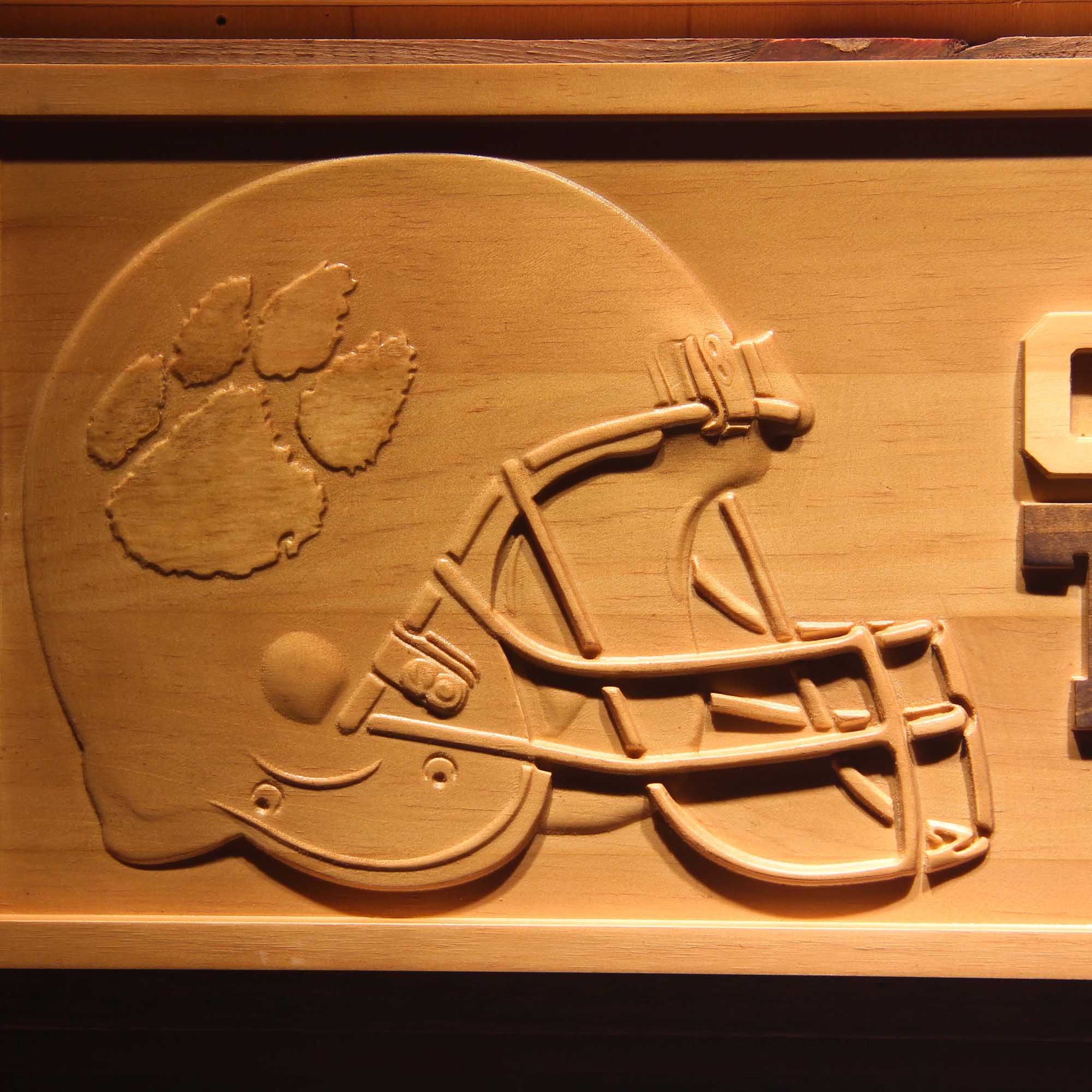 Clemson Tigers Football 3D Wooden Engrave Sign