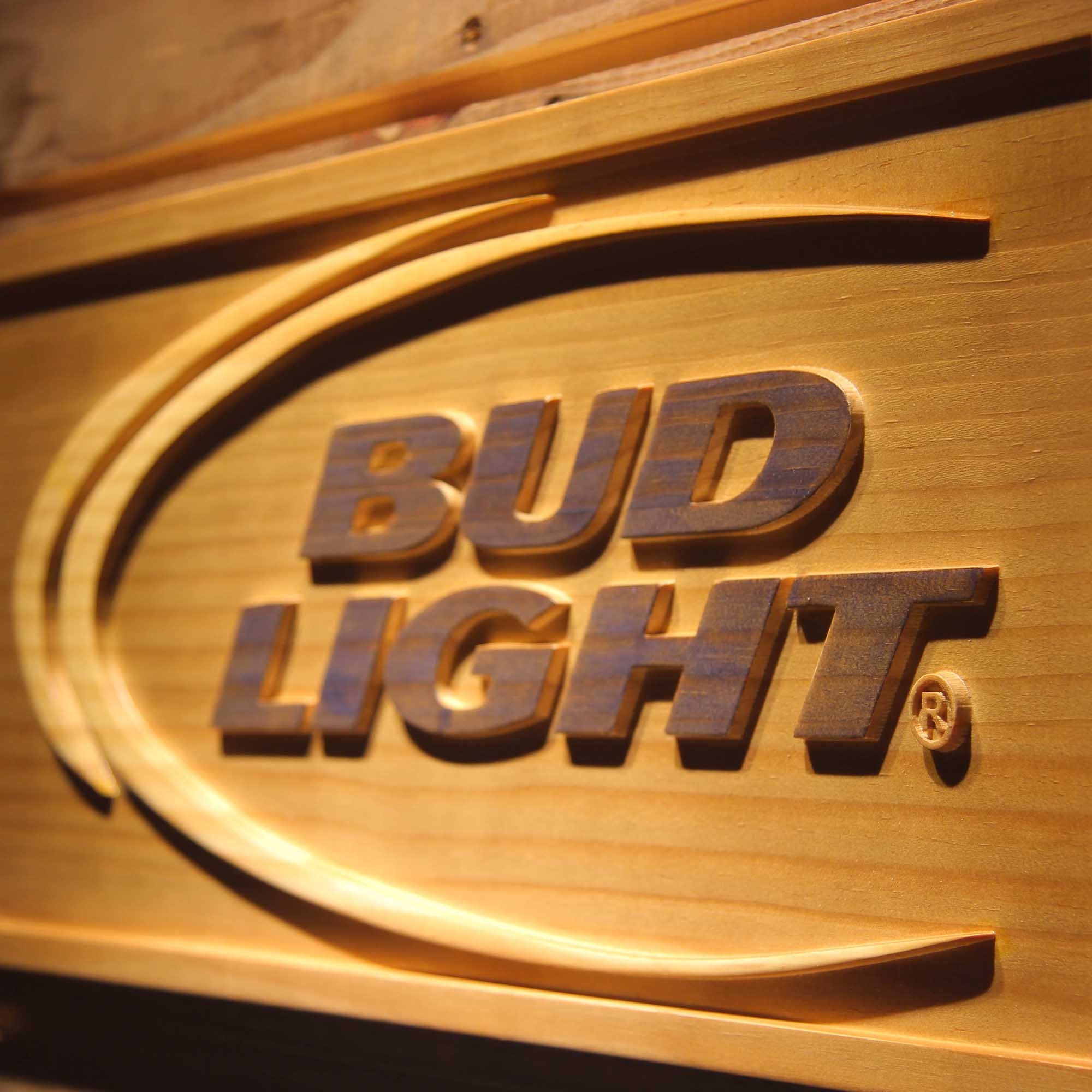 Bud Light 3D Wooden Engrave Sign
