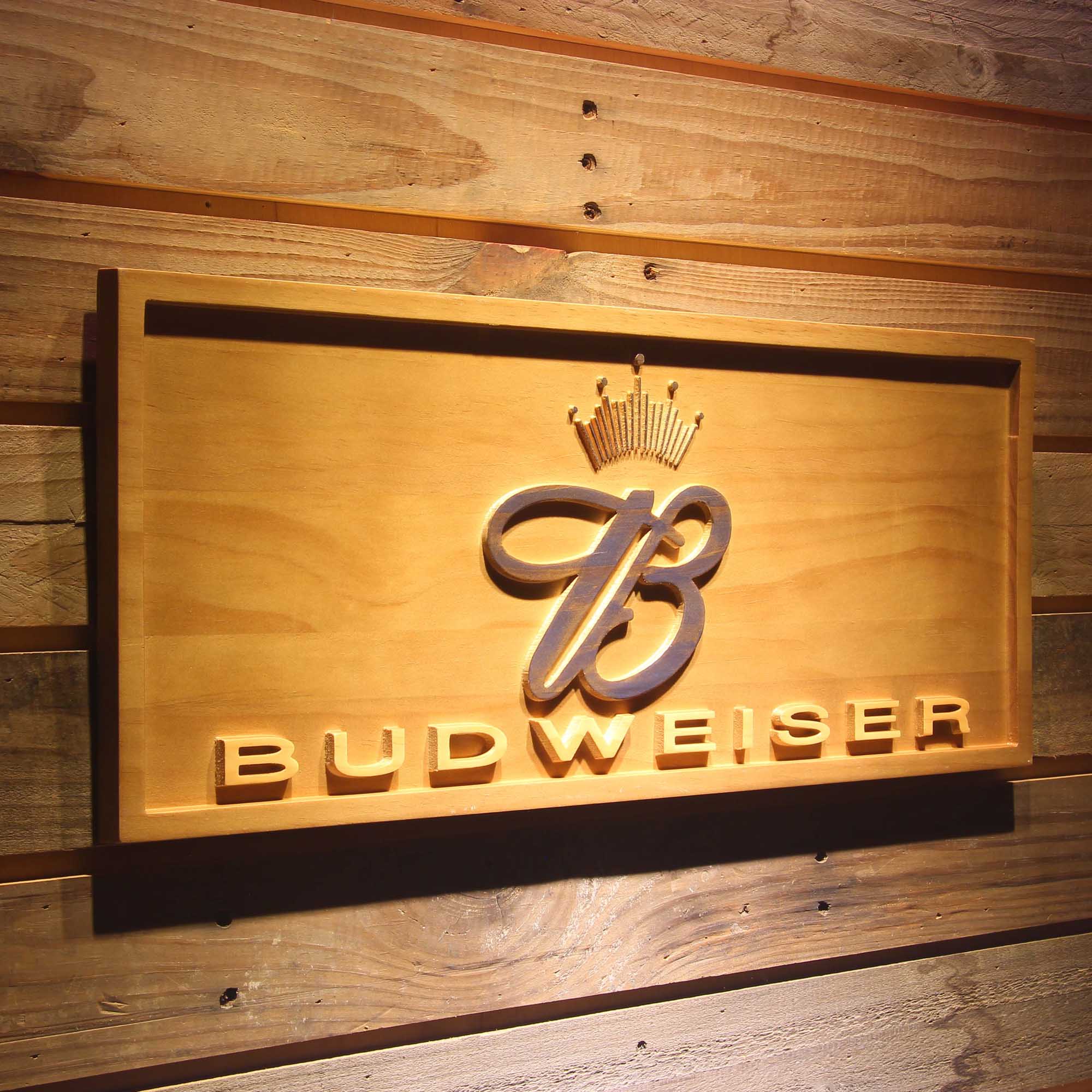 Budweiser Crown 3D Wooden Engrave Sign