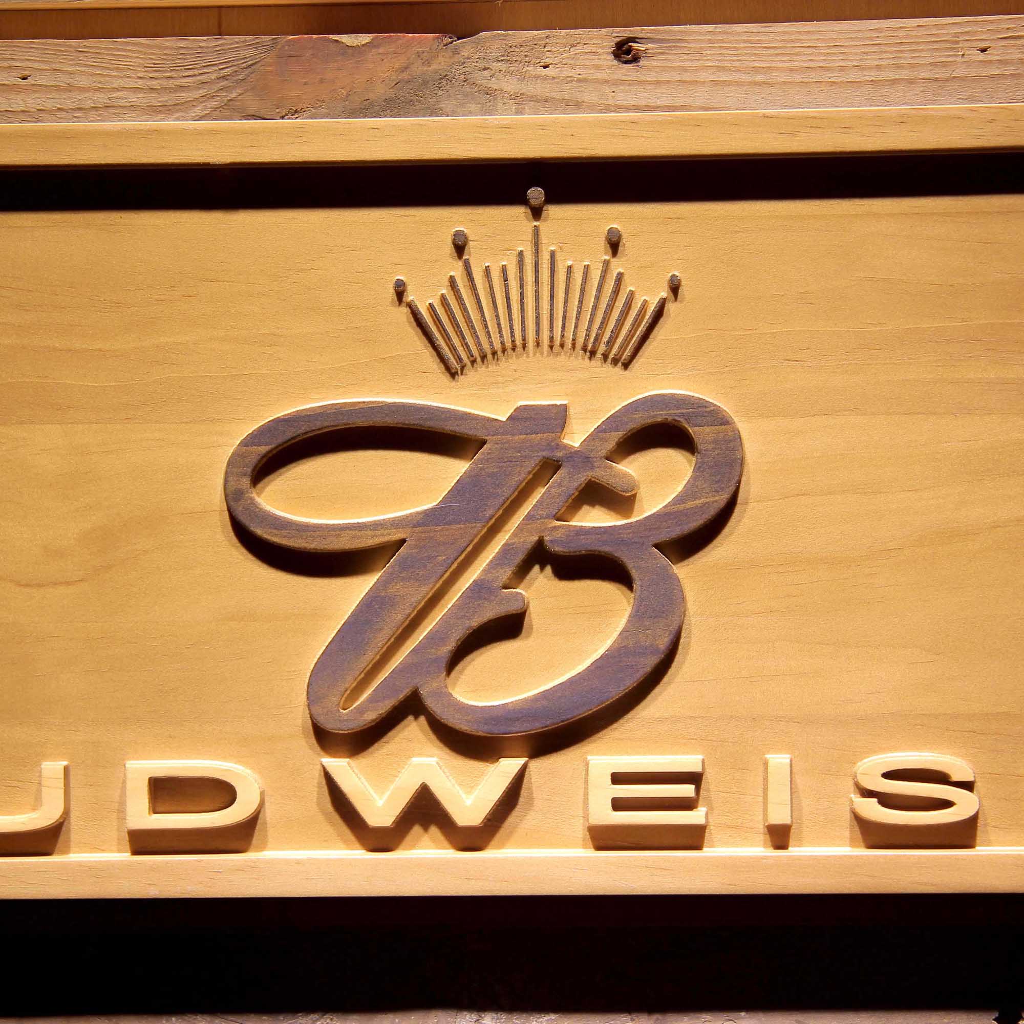 Budweiser Crown 3D Wooden Engrave Sign