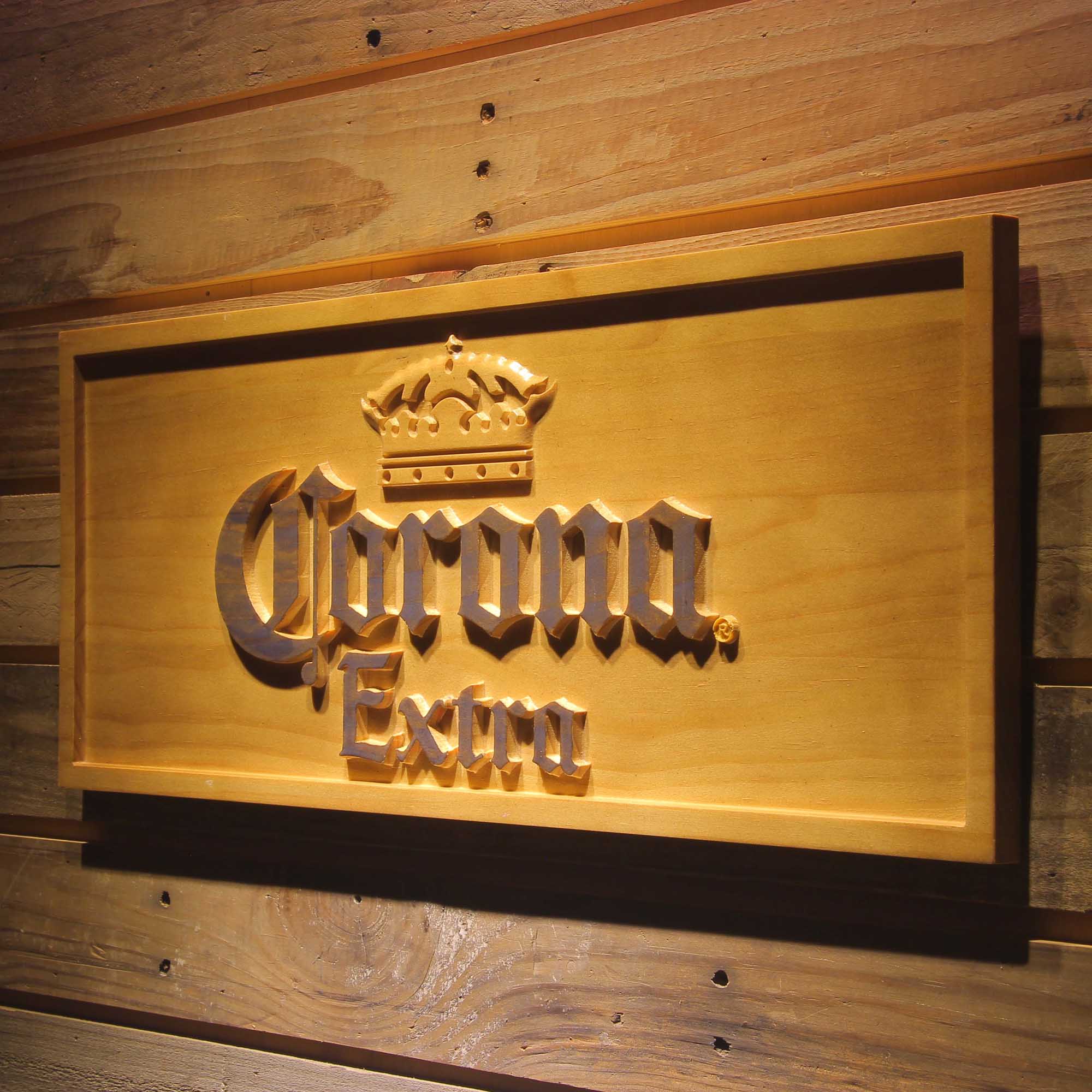Corona Extra Beer 3D Wooden Engrave Sign