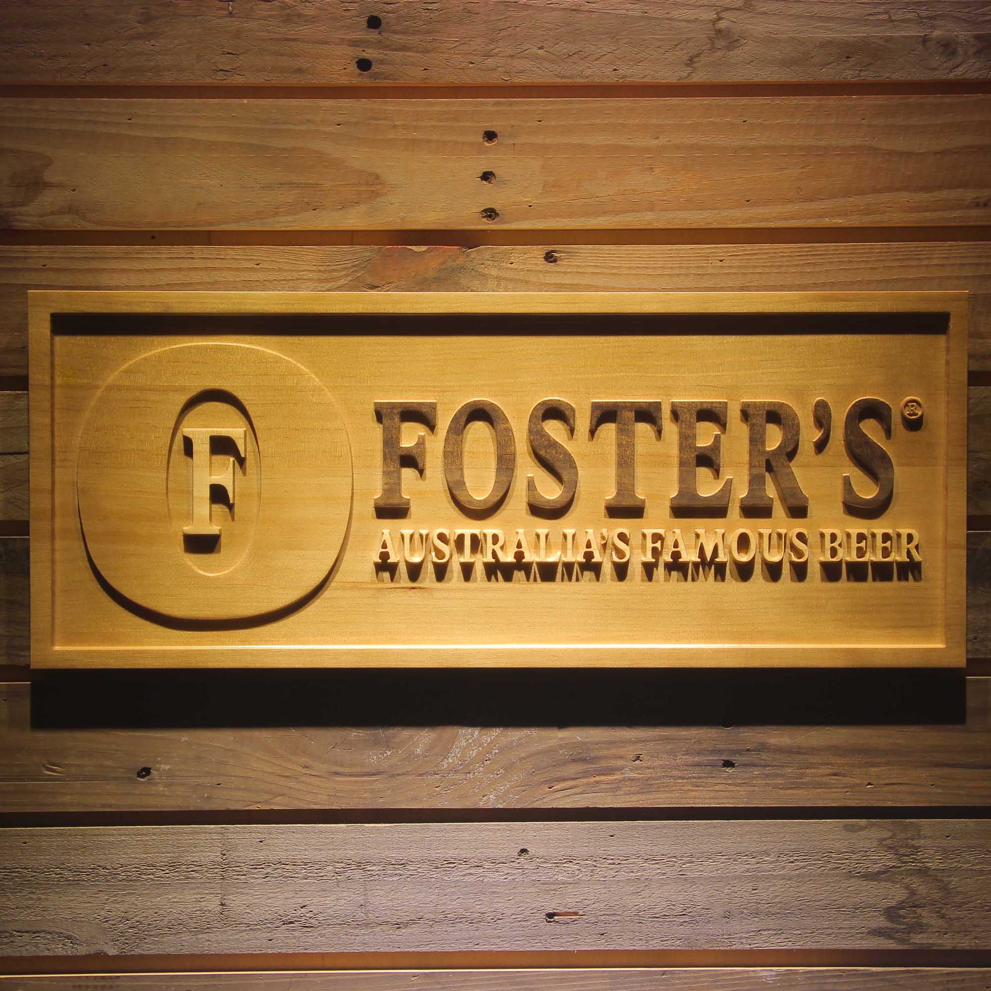 Foster's Beer 3D Wooden Engrave Sign