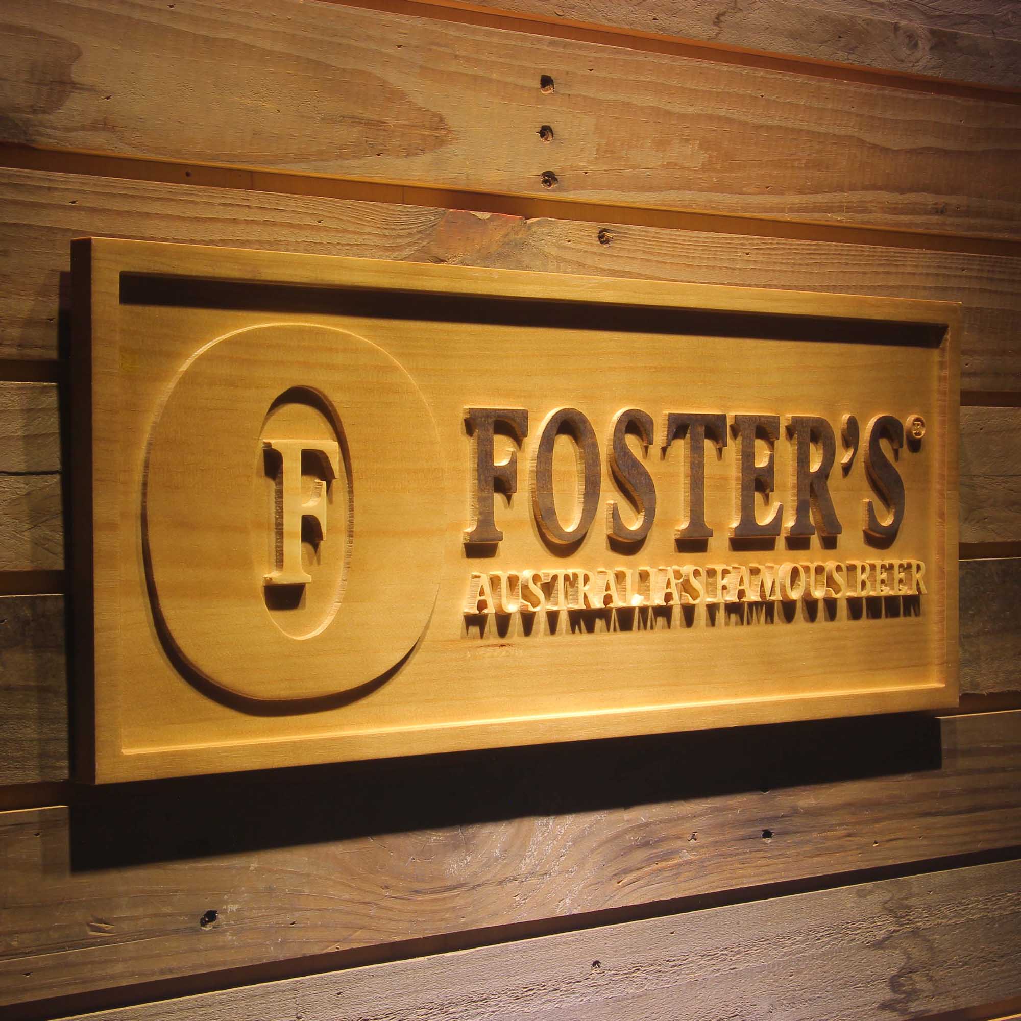 Foster's Beer 3D Wooden Engrave Sign