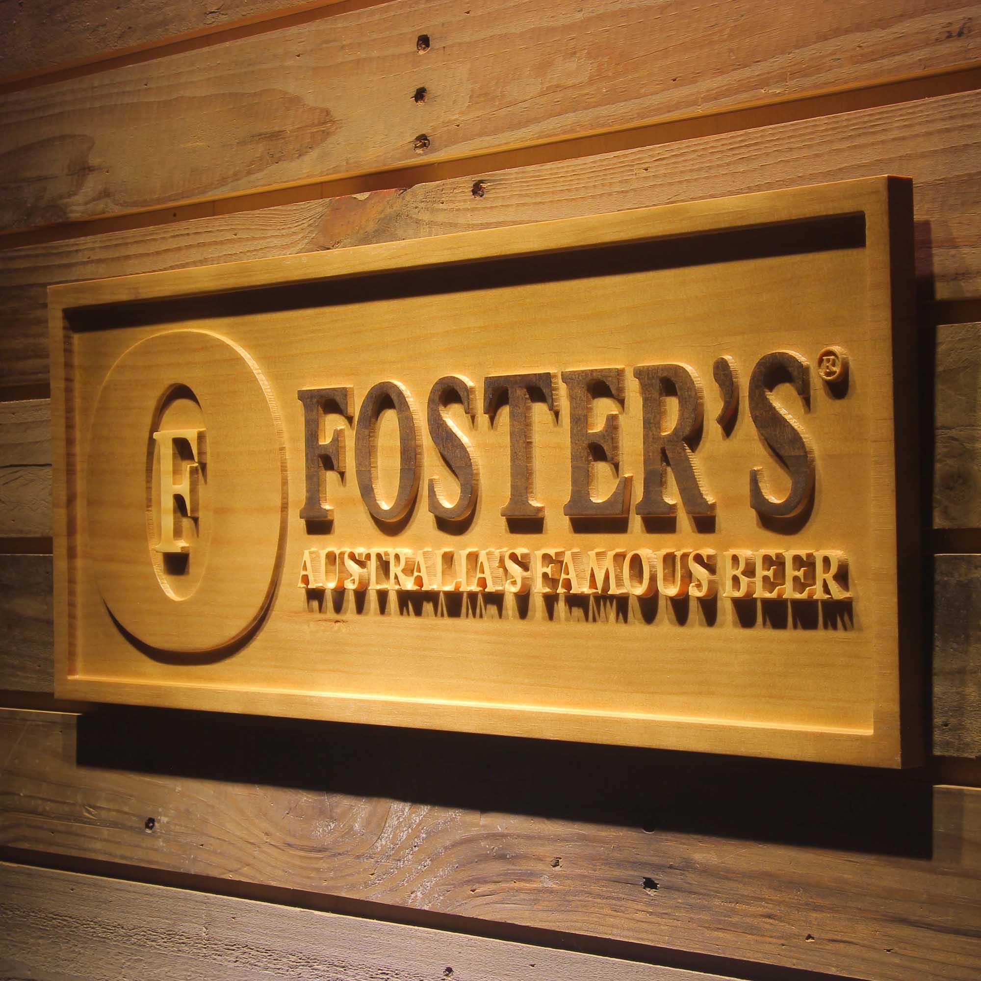 Foster's Beer 3D Wooden Engrave Sign