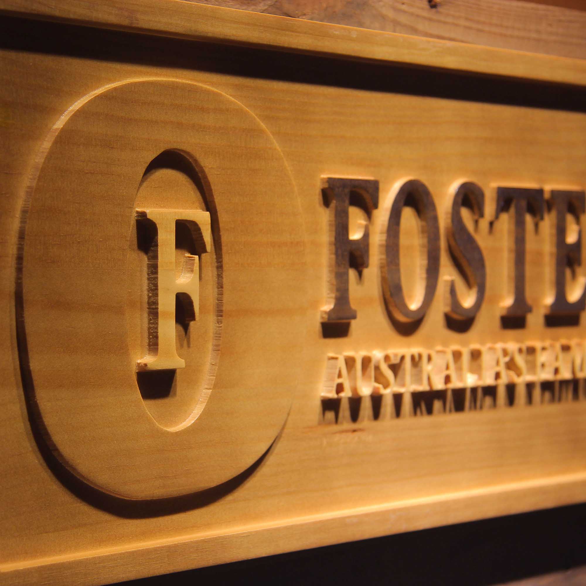 Foster's Beer 3D Wooden Engrave Sign