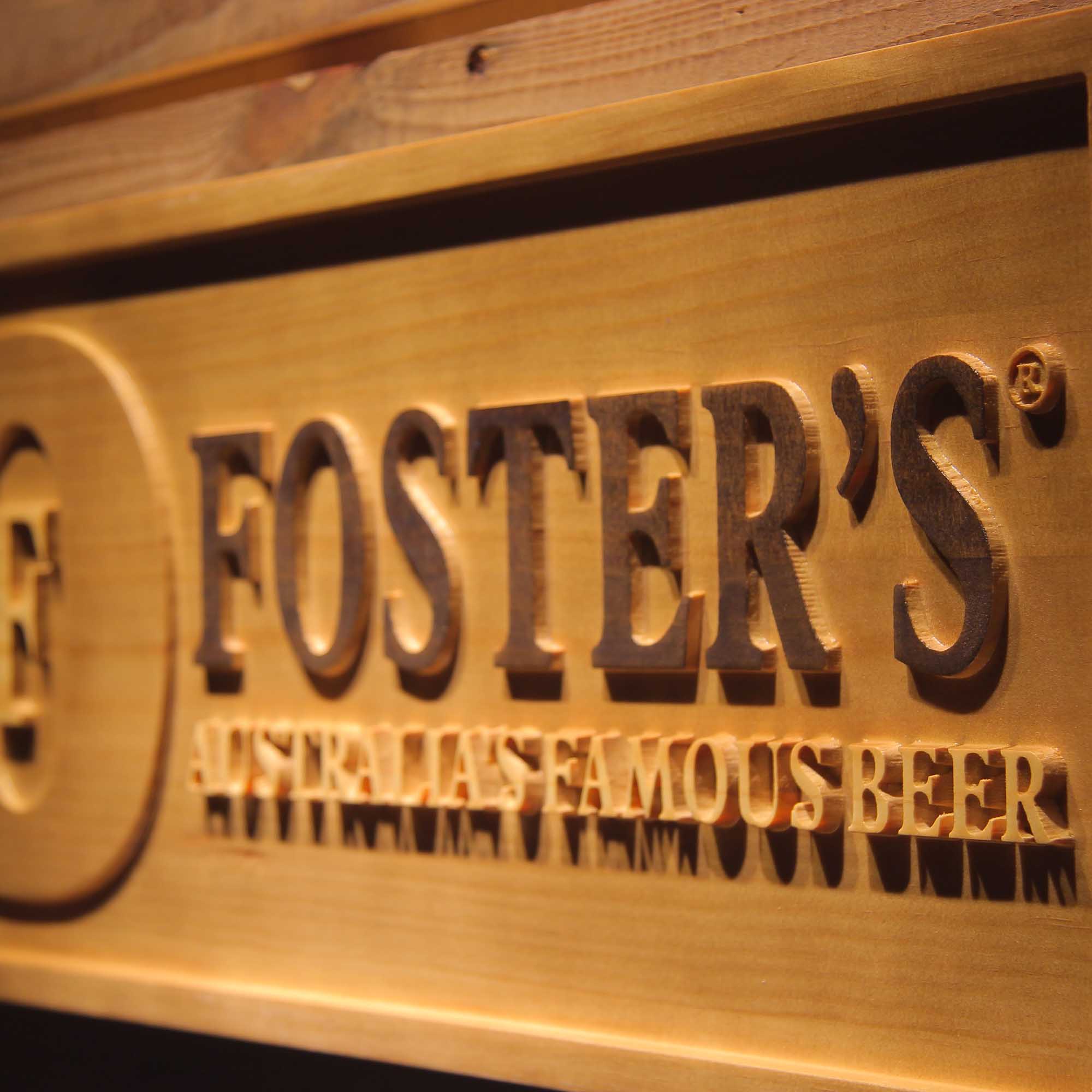 Foster's Beer 3D Wooden Engrave Sign