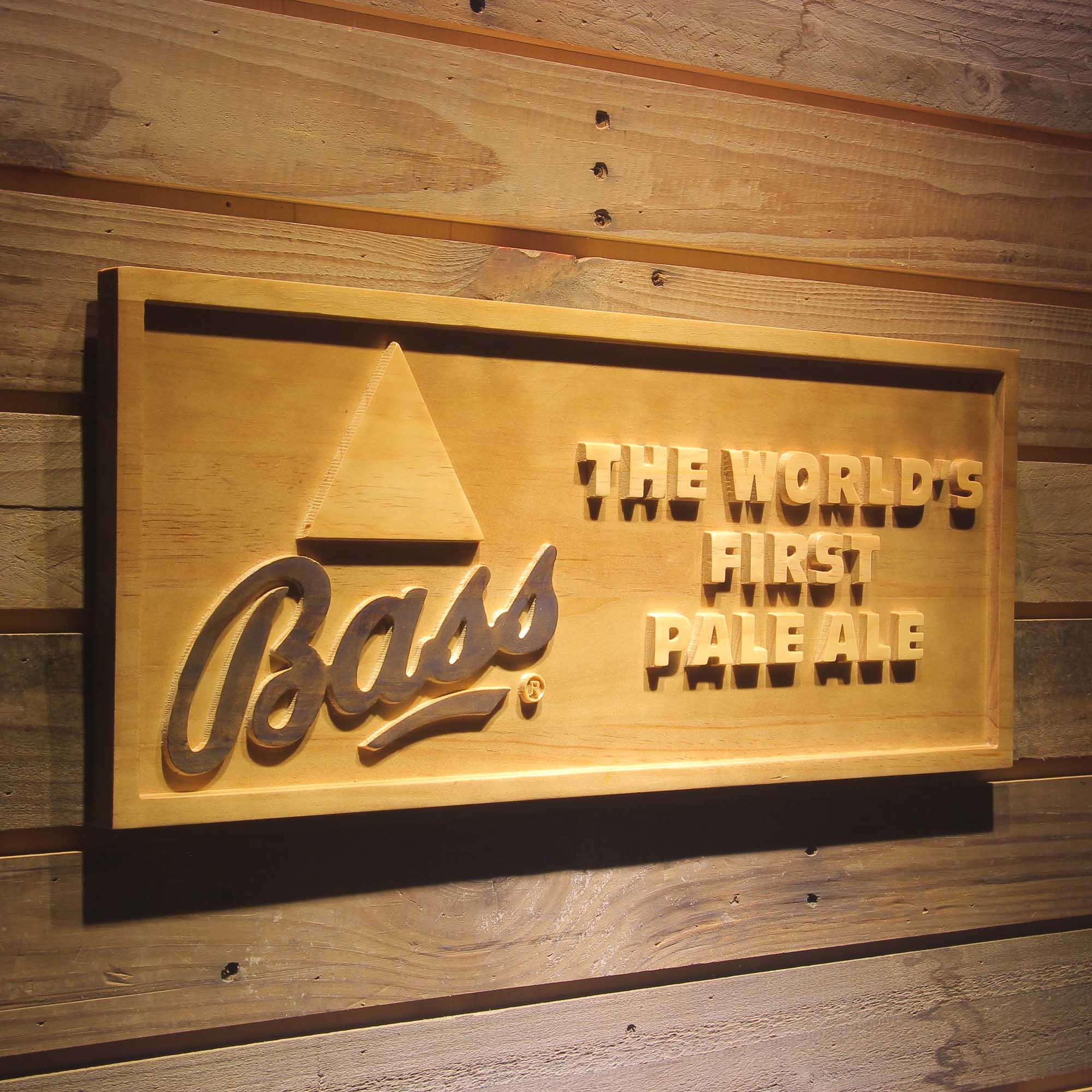 Bass Pale Ale 3D Wooden Engrave Sign