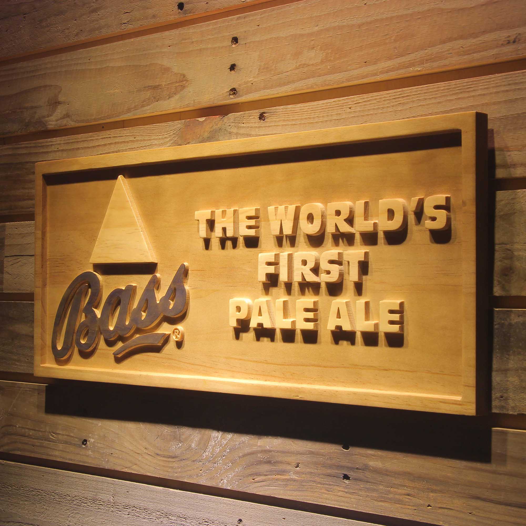 Bass Pale Ale 3D Wooden Engrave Sign