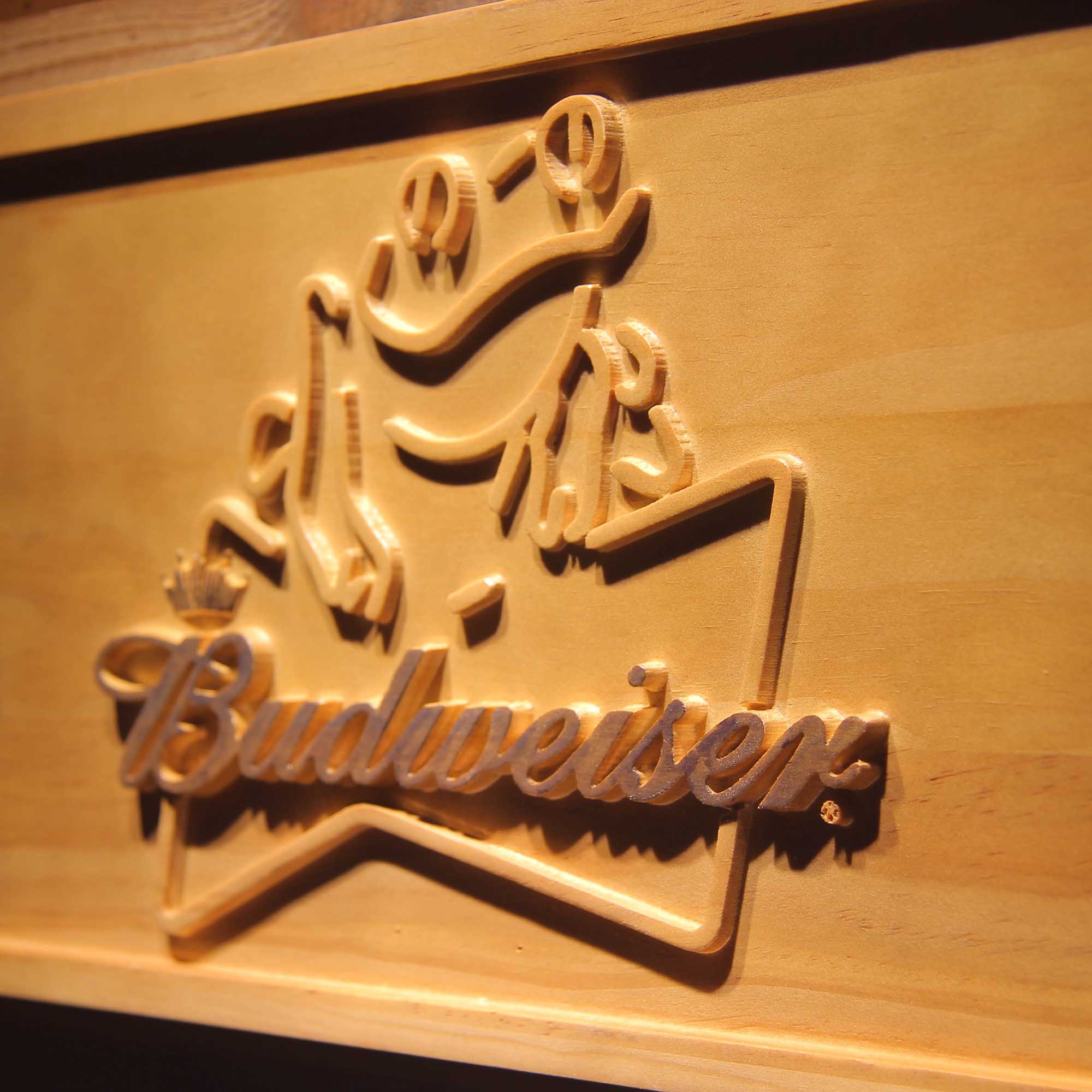 Budweiser Frog 3D Wooden Engrave Sign